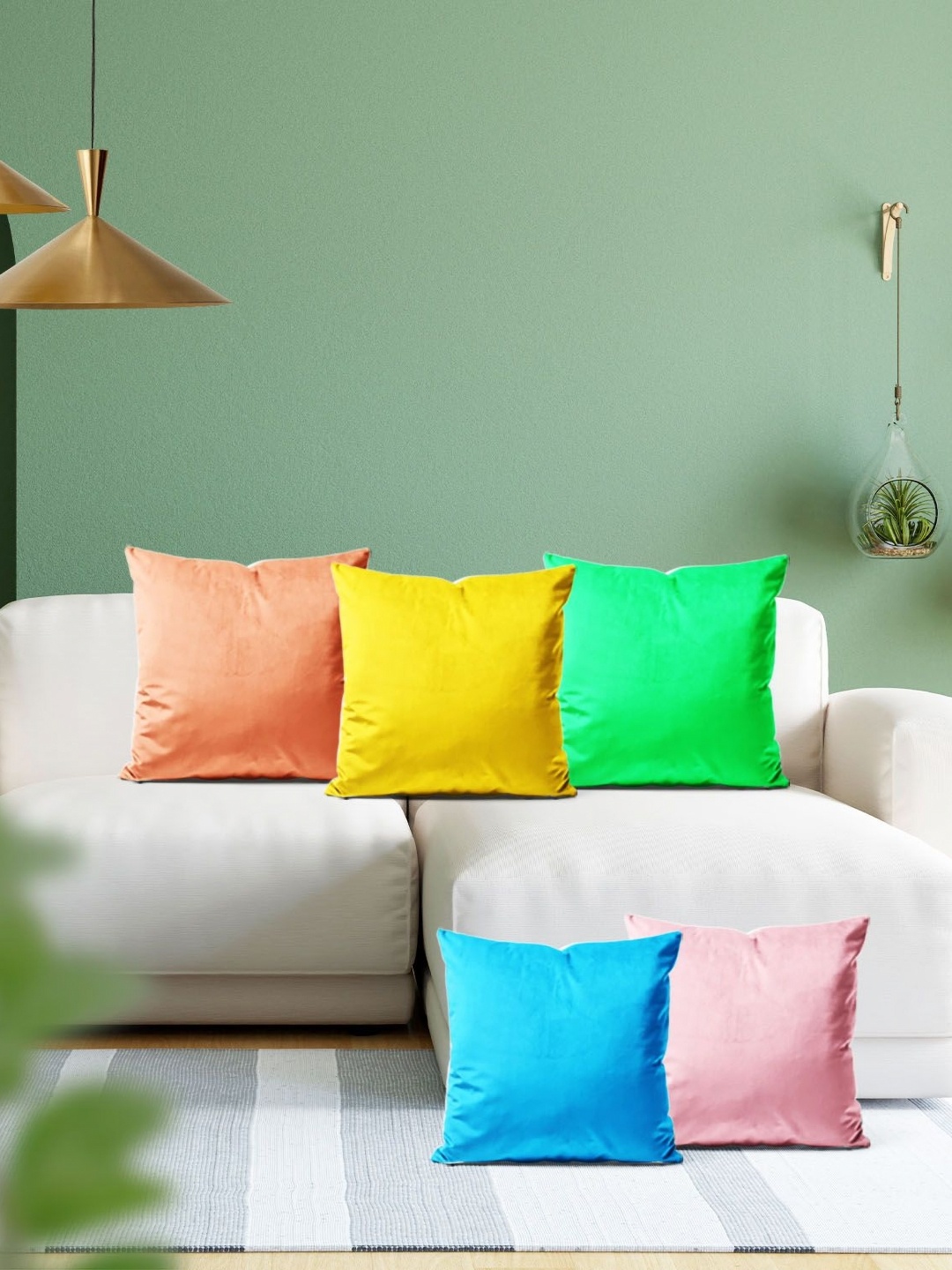 

ArtzFolio Multicoloured Set of 5 Velvet Square Cushion Covers, Multi