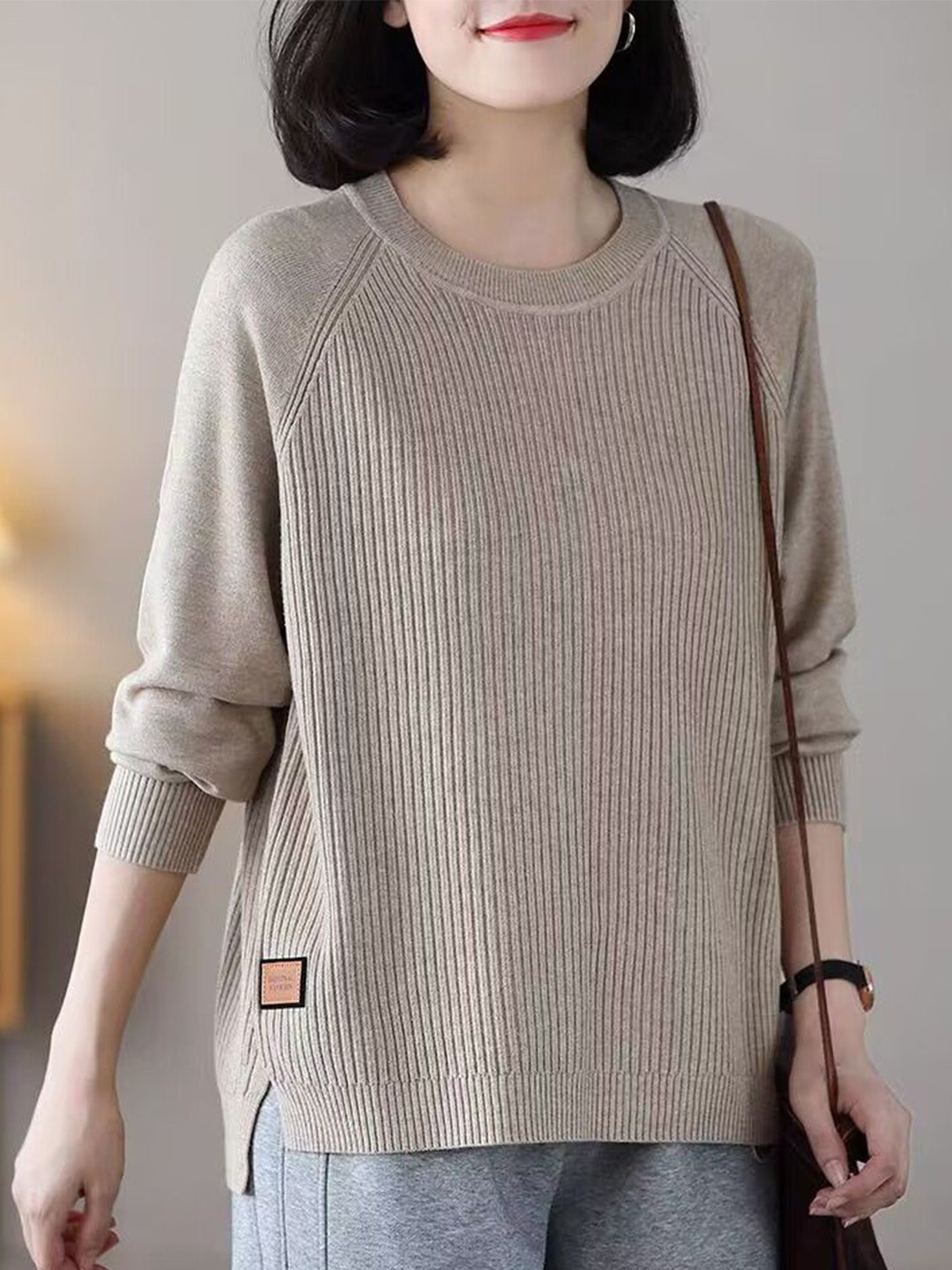 

StyleCast Women Round Neck Long Sleeves Sweaters, Grey