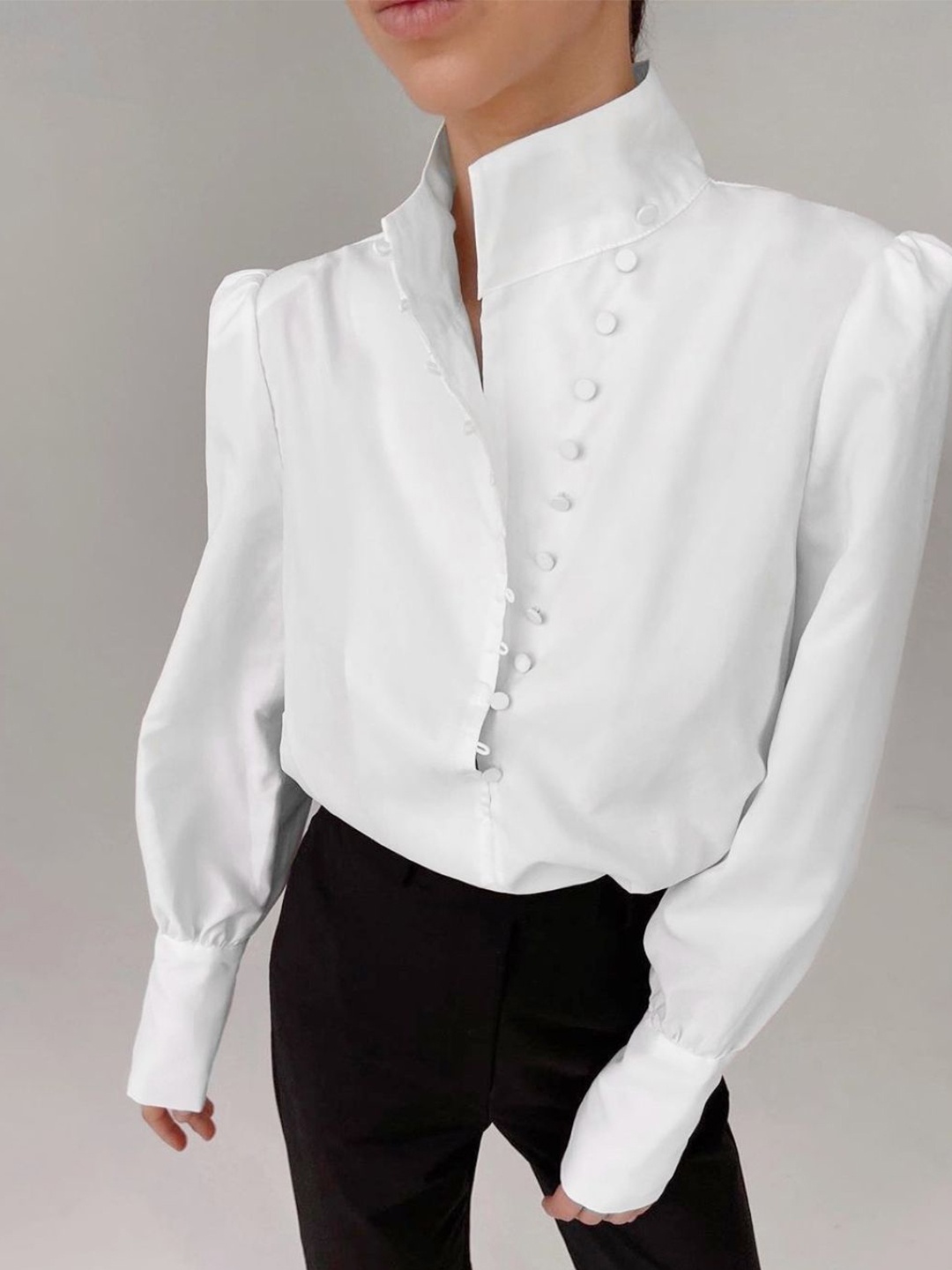 

StyleCast Womens Polyester High Neck Long Sleeves Top, White