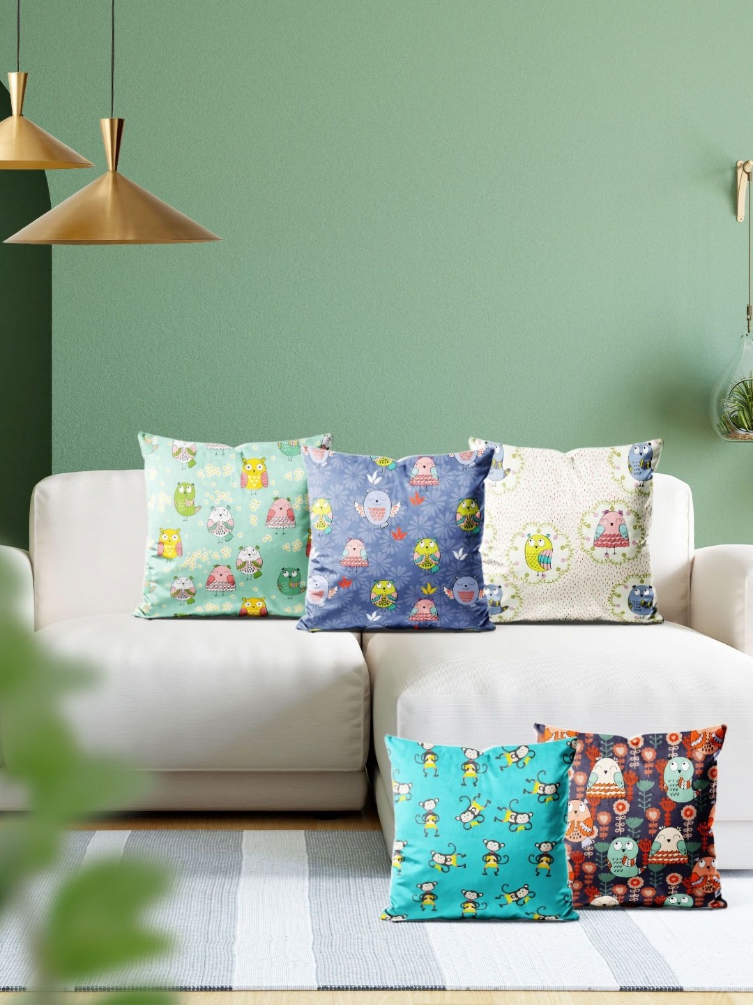 

ArtzFolio Multicoloured Set of 5 Velvet Square Cushion Covers, Multi