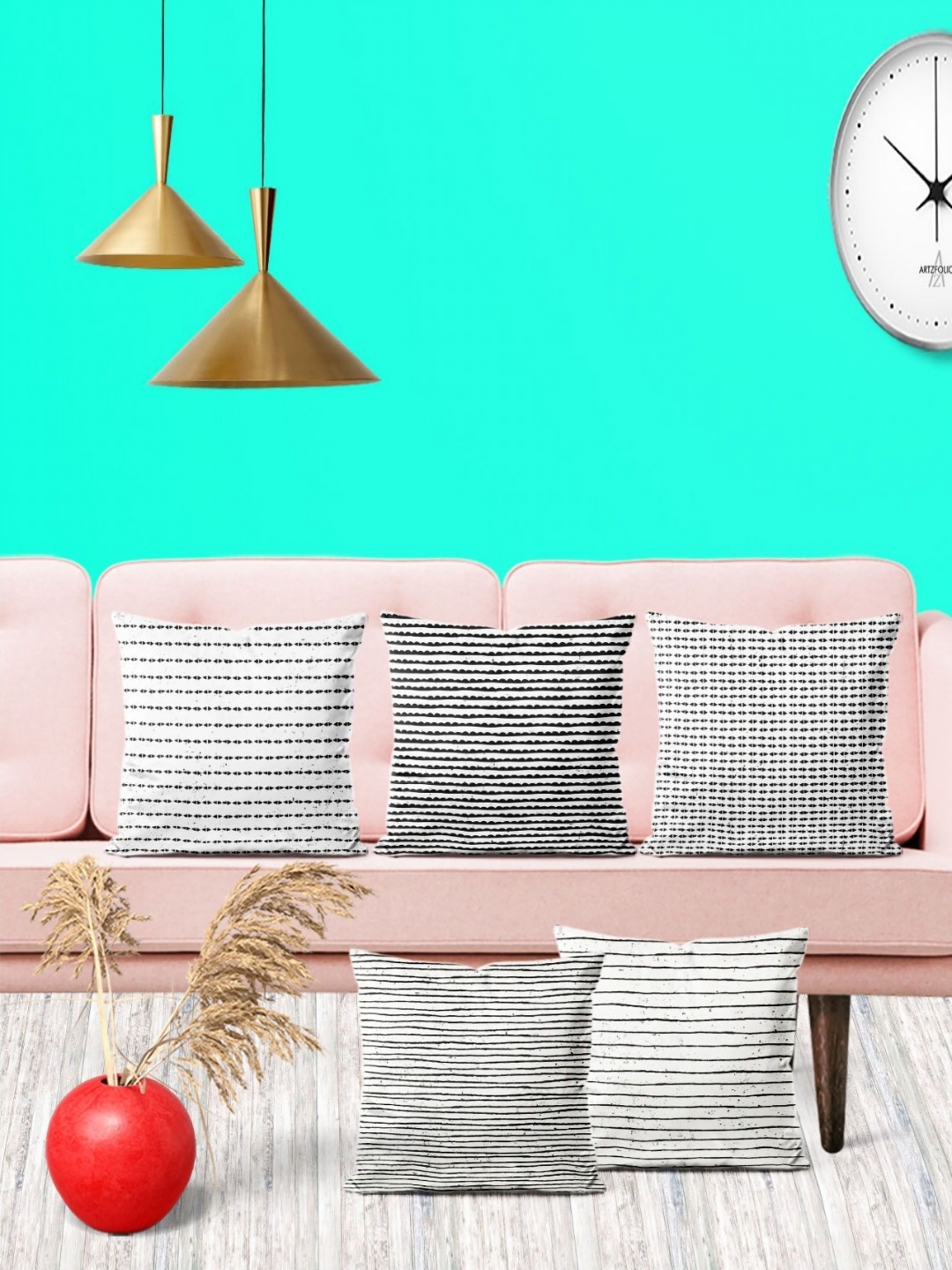 

ArtzFolio Multicoloured Set of 5 Square Cushion Covers, Multi