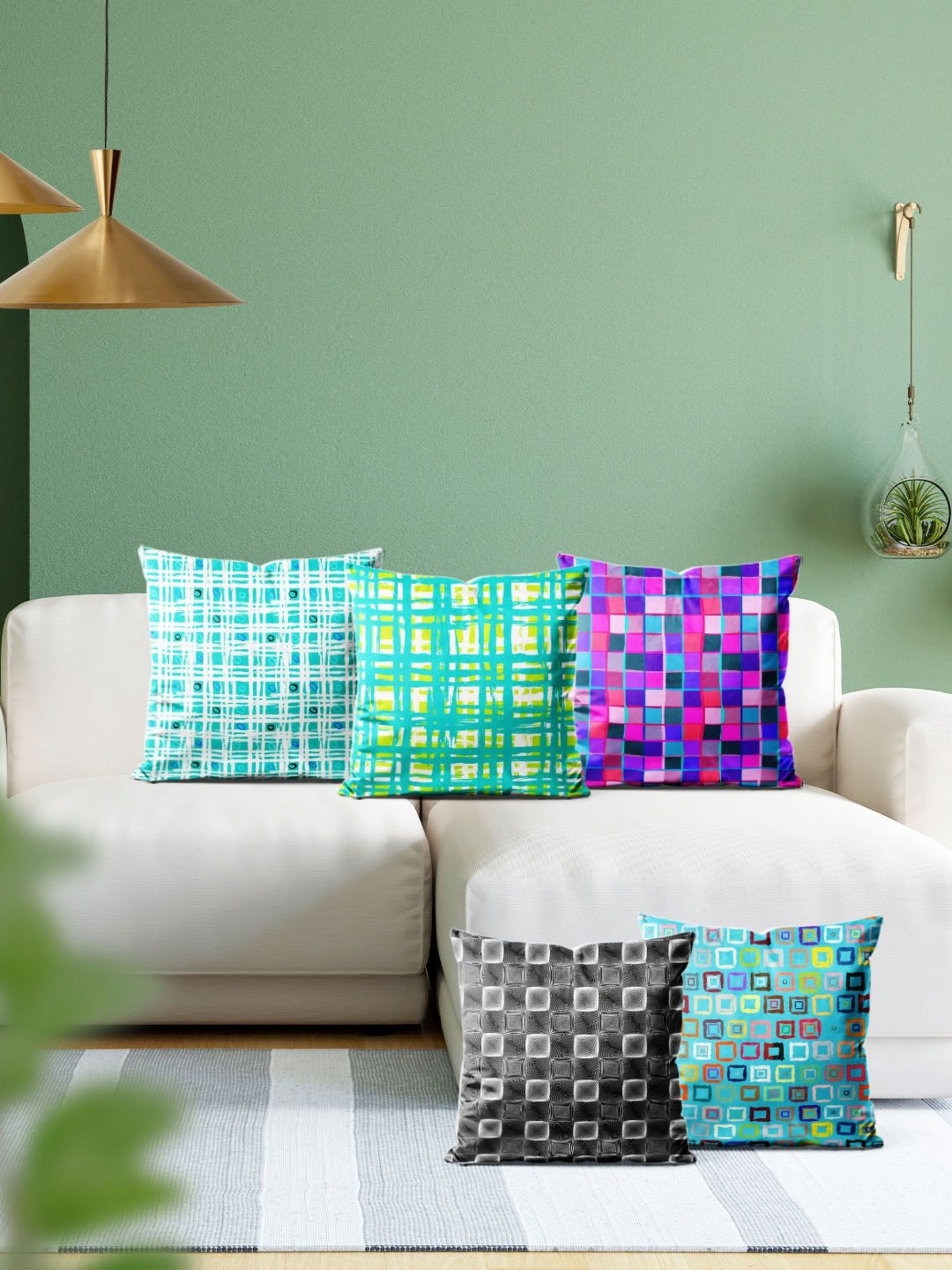 

ArtzFolio Multicoloured Set of 5 Square Cushion Covers, Multi
