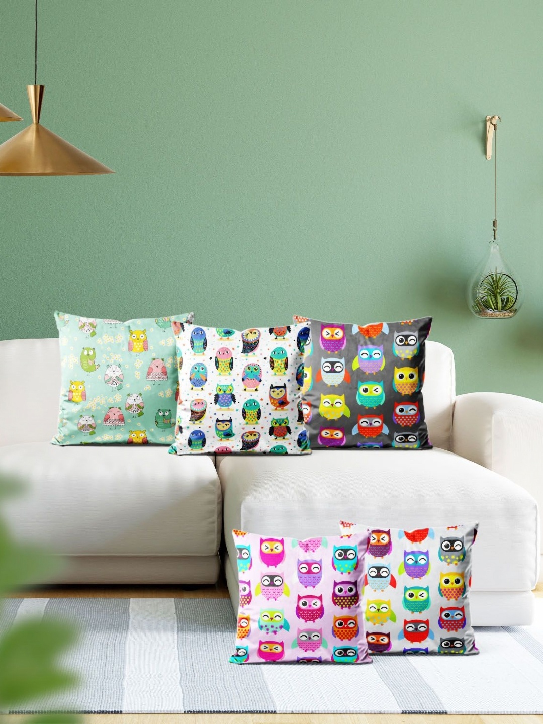 

ArtzFolio Multicoloured Set of 5 Velvet Square Cushion Covers, Multi