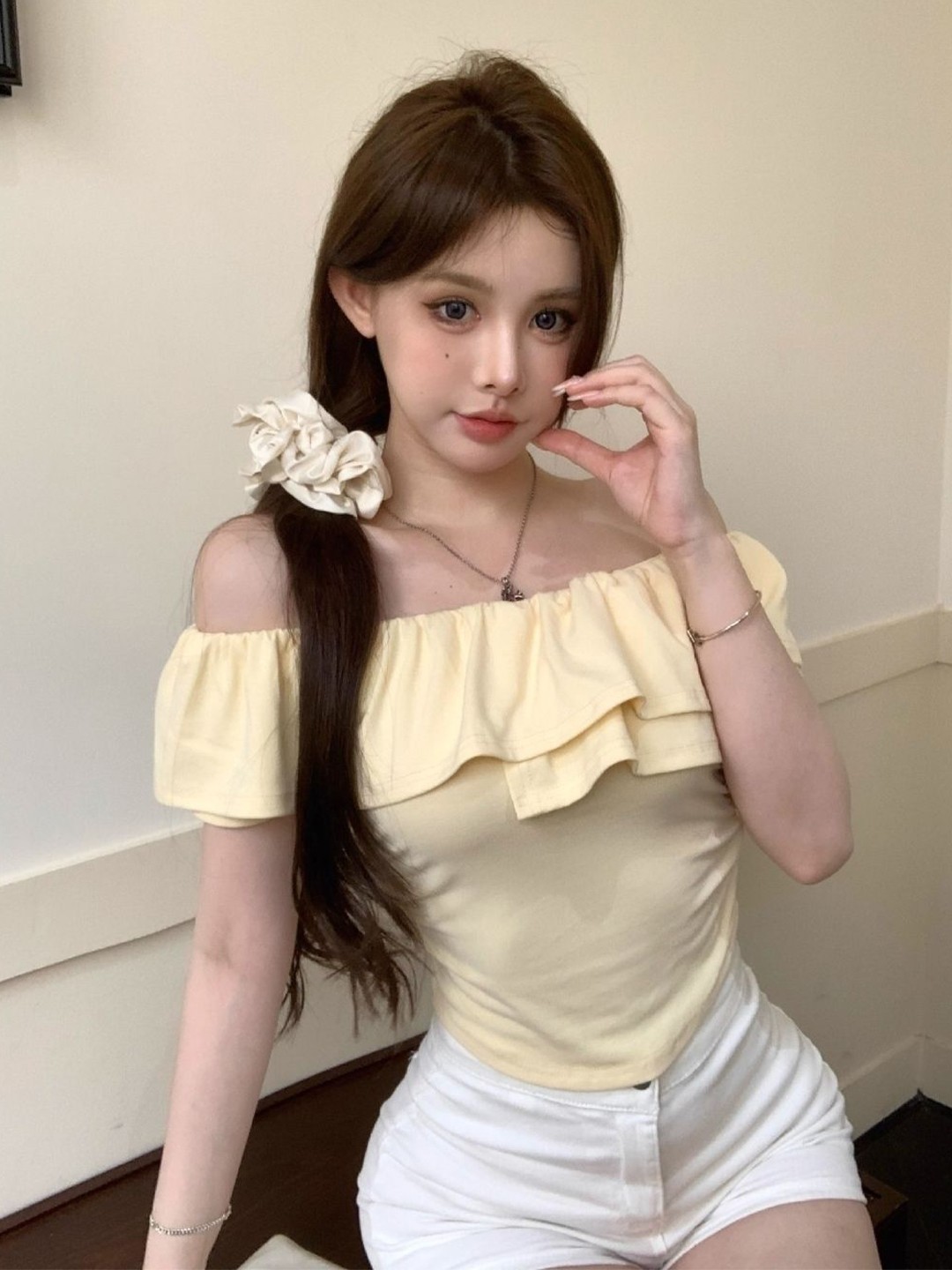 

HERE&NOW Women Off-Shoulder Top, Yellow