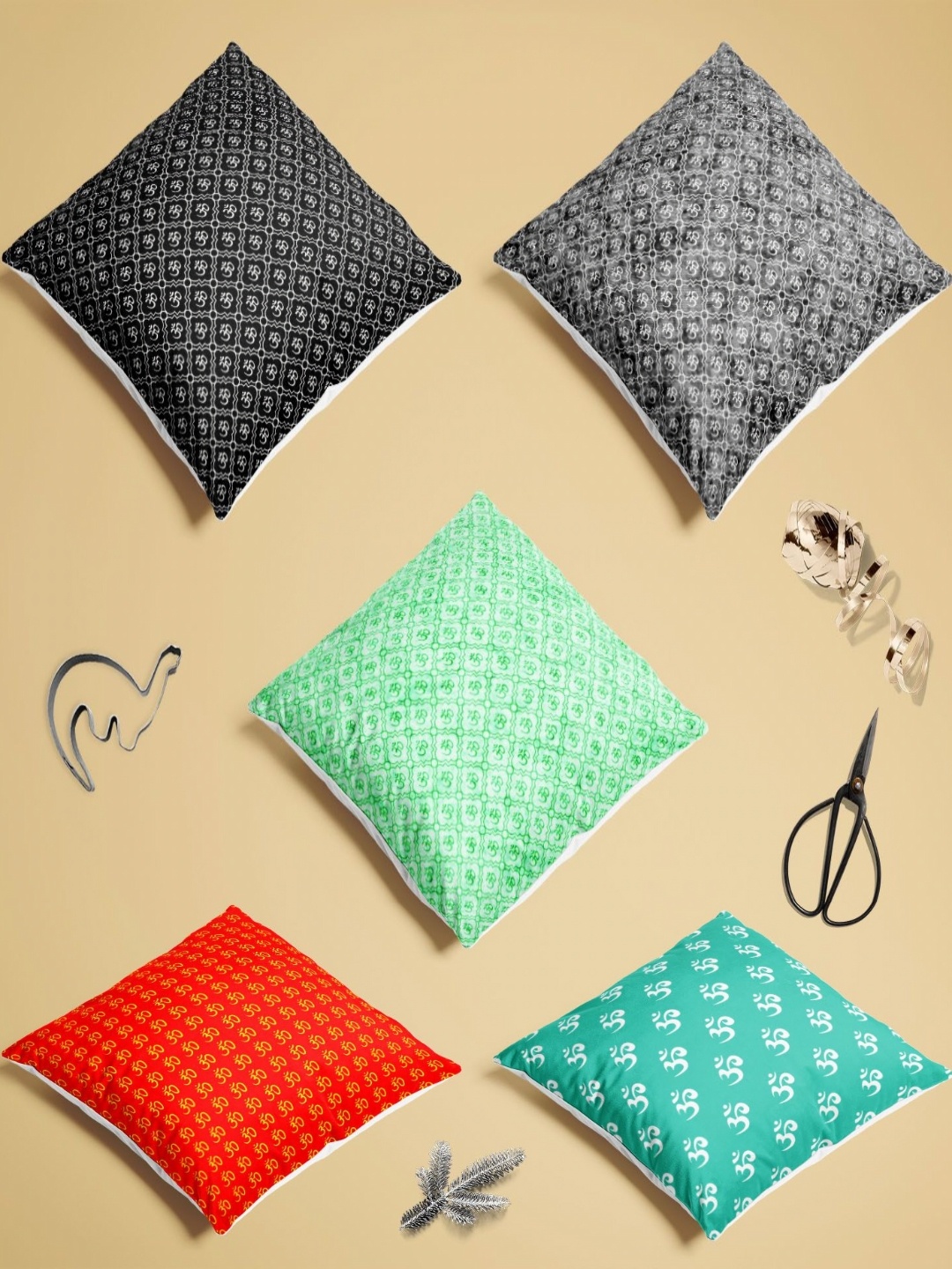 

ArtzFolio Multicoloured Set of 5 Velvet Square Cushion Covers, Multi