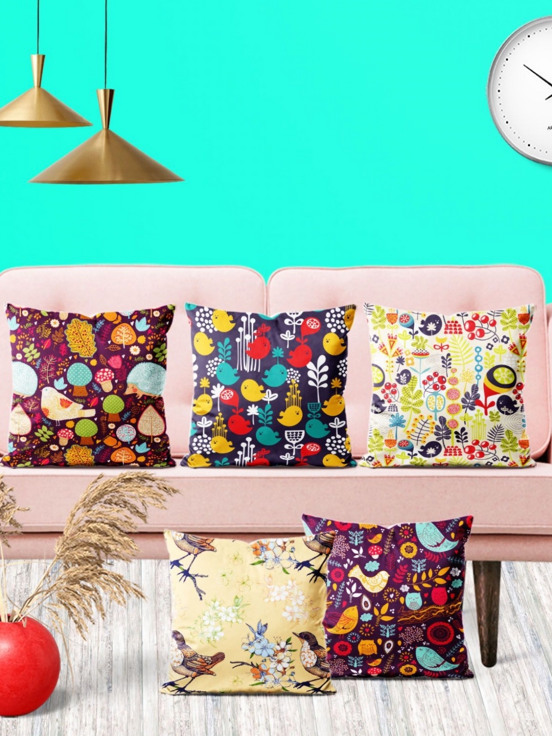 

ArtzFolio Multicoloured Set of 5 Square Cushion Covers, Multi