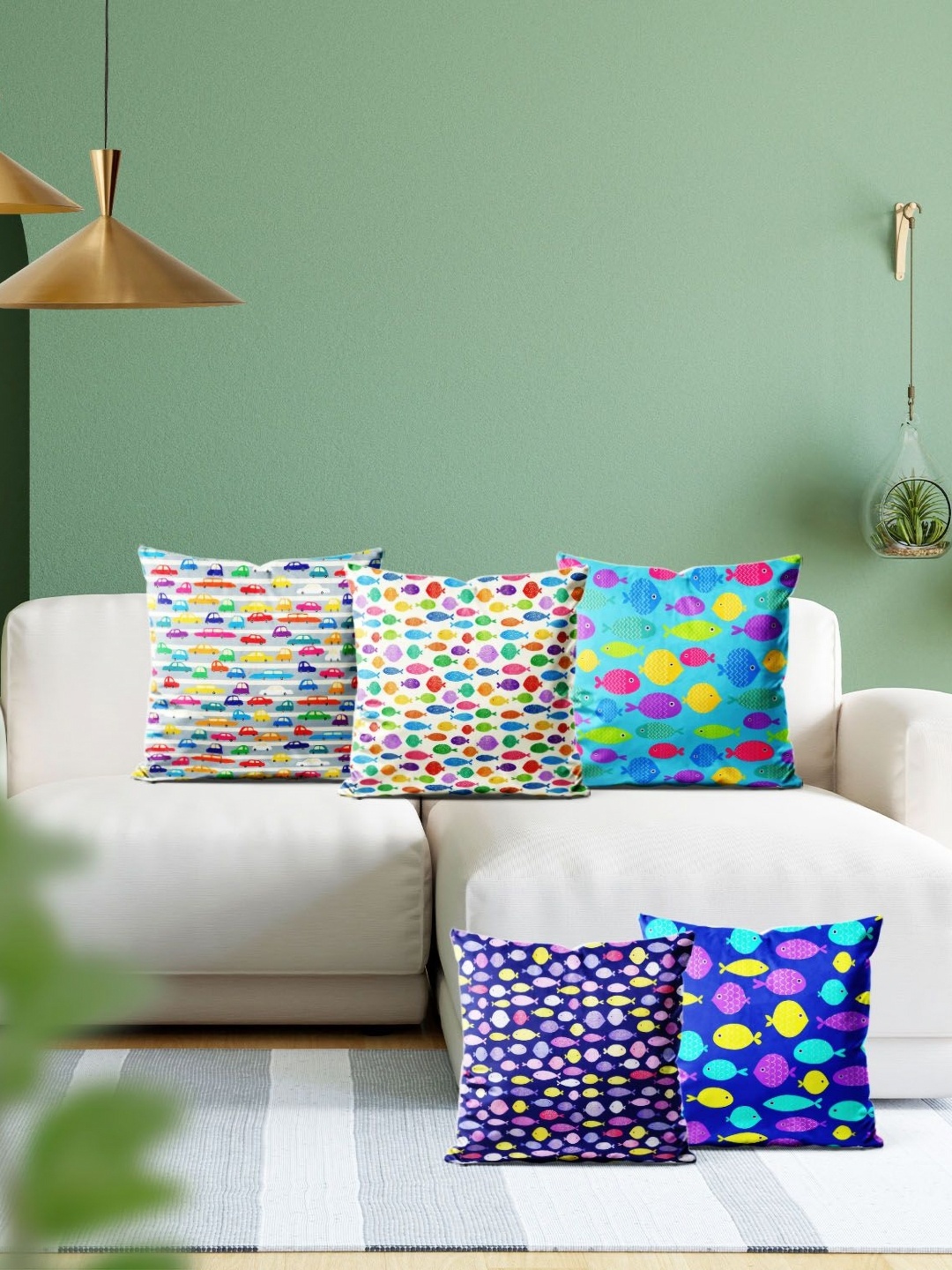 

ArtzFolio Multicoloured Set of 5 Square Cushion Covers, Multi