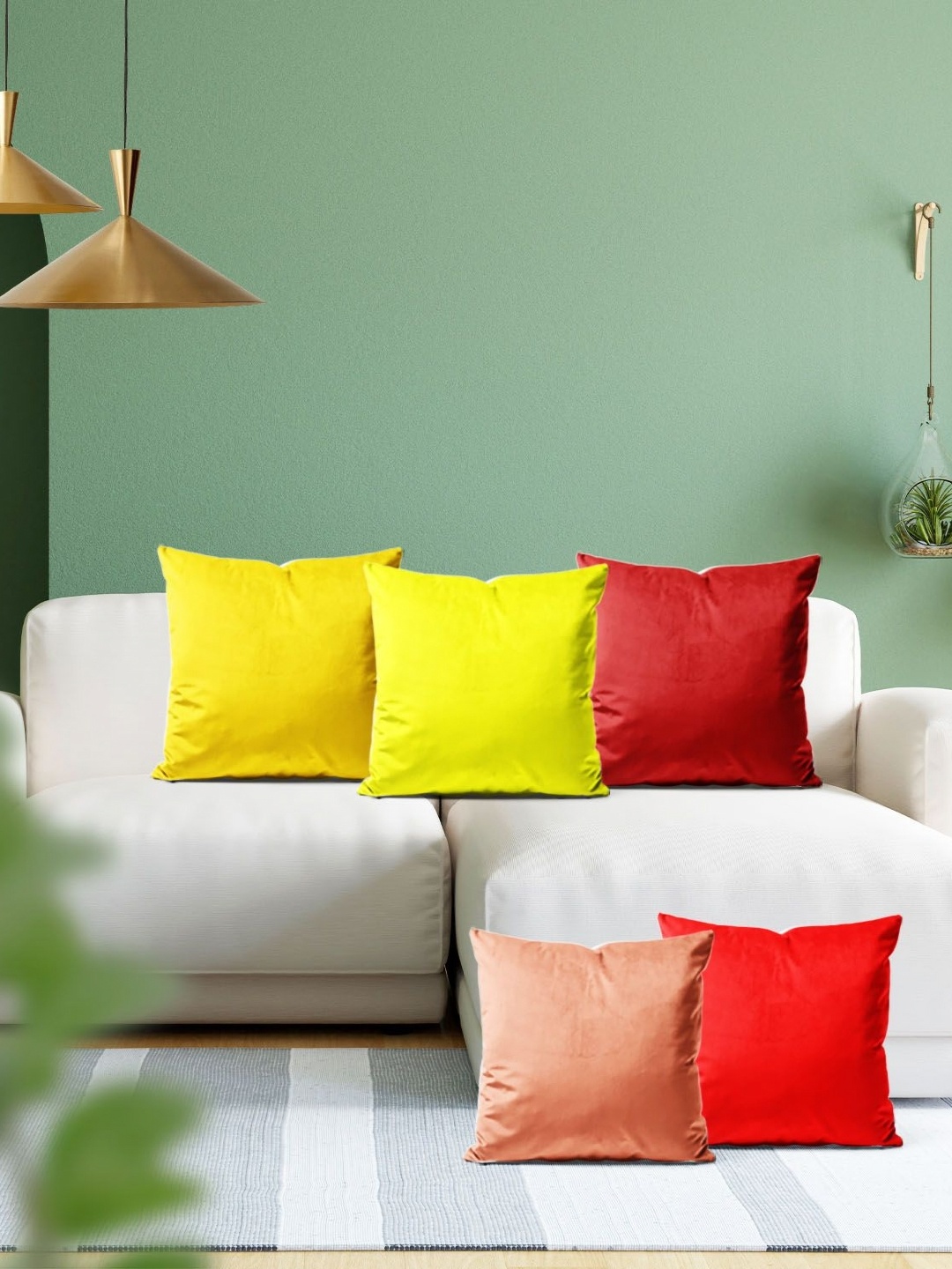 

ArtzFolio Multicoloured Set of 5 Velvet Square Cushion Covers, Multi