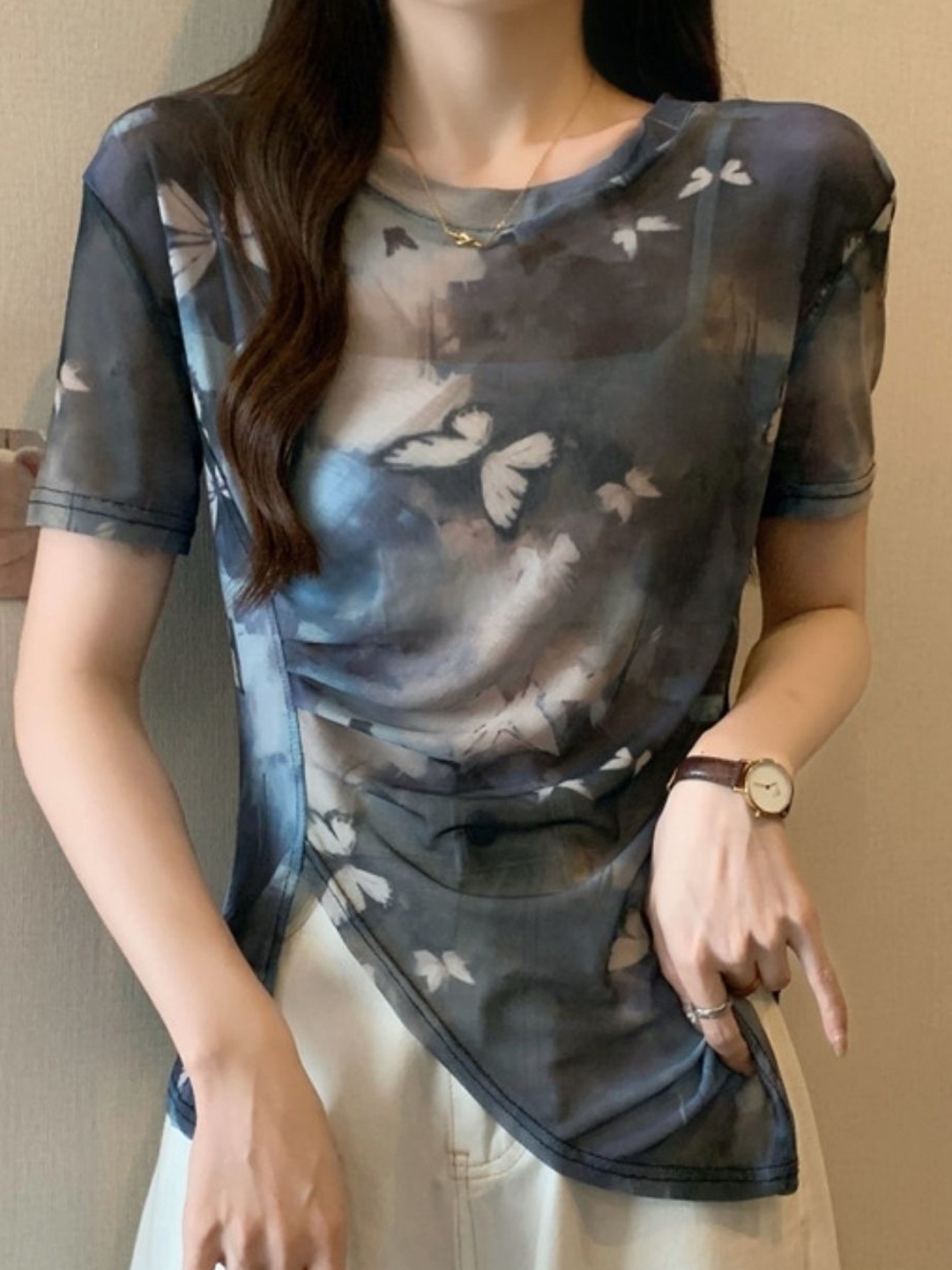 

HERE&NOW Women Printed Top, Grey