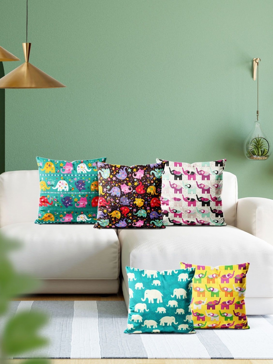 

ArtzFolio Multicoloured Set of 5 Velvet Square Cushion Covers, Multi