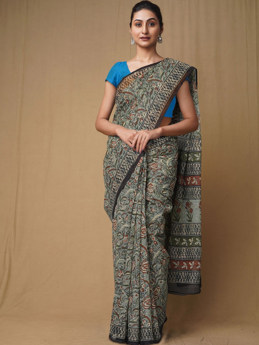 

Unnati Silks Floral Pure Cotton Kota Saree, Blue