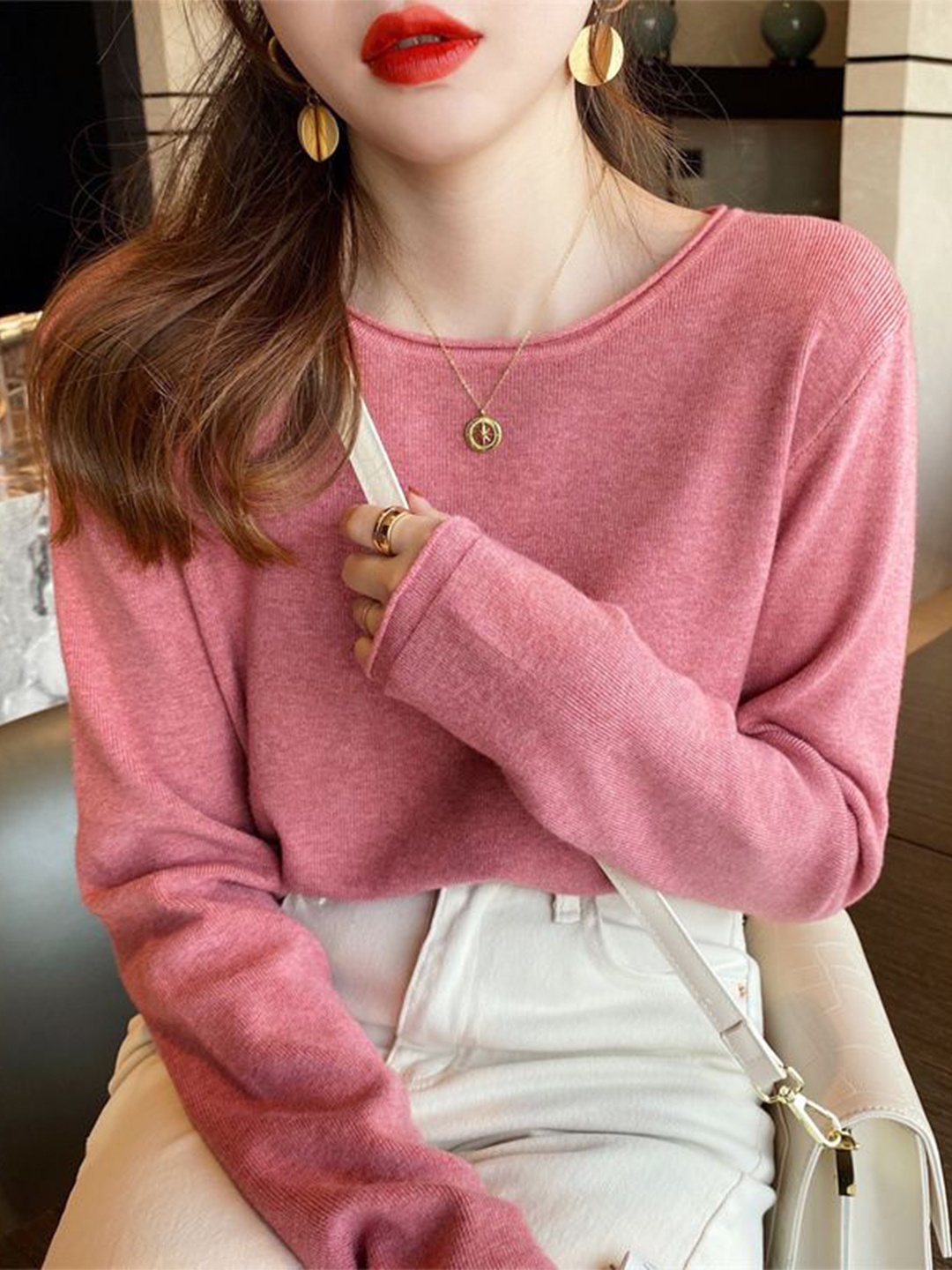 

StyleCast Women Solid Long Sleeves Top, Pink