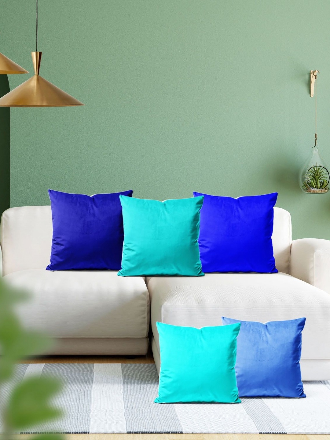 

ArtzFolio Multicoloured Set of 5 Velvet Square Cushion Covers, Multi