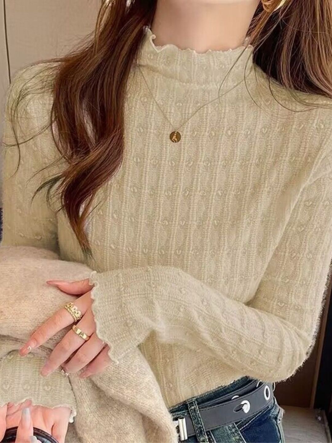 

HERE&NOW Women Extended Sleeves Top, Khaki