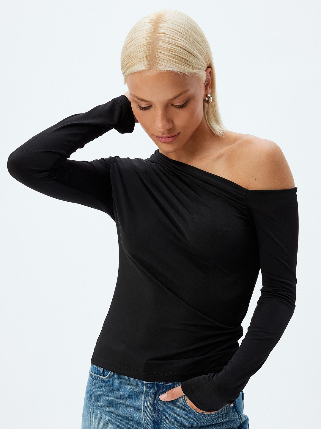 

Koton One Shoulder Top, Maroon