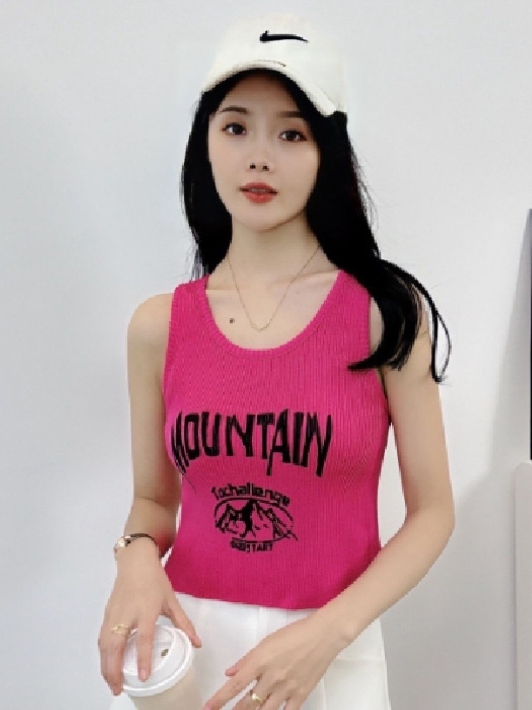 

KPOP Women Typography Printed Regular Top, Pink
