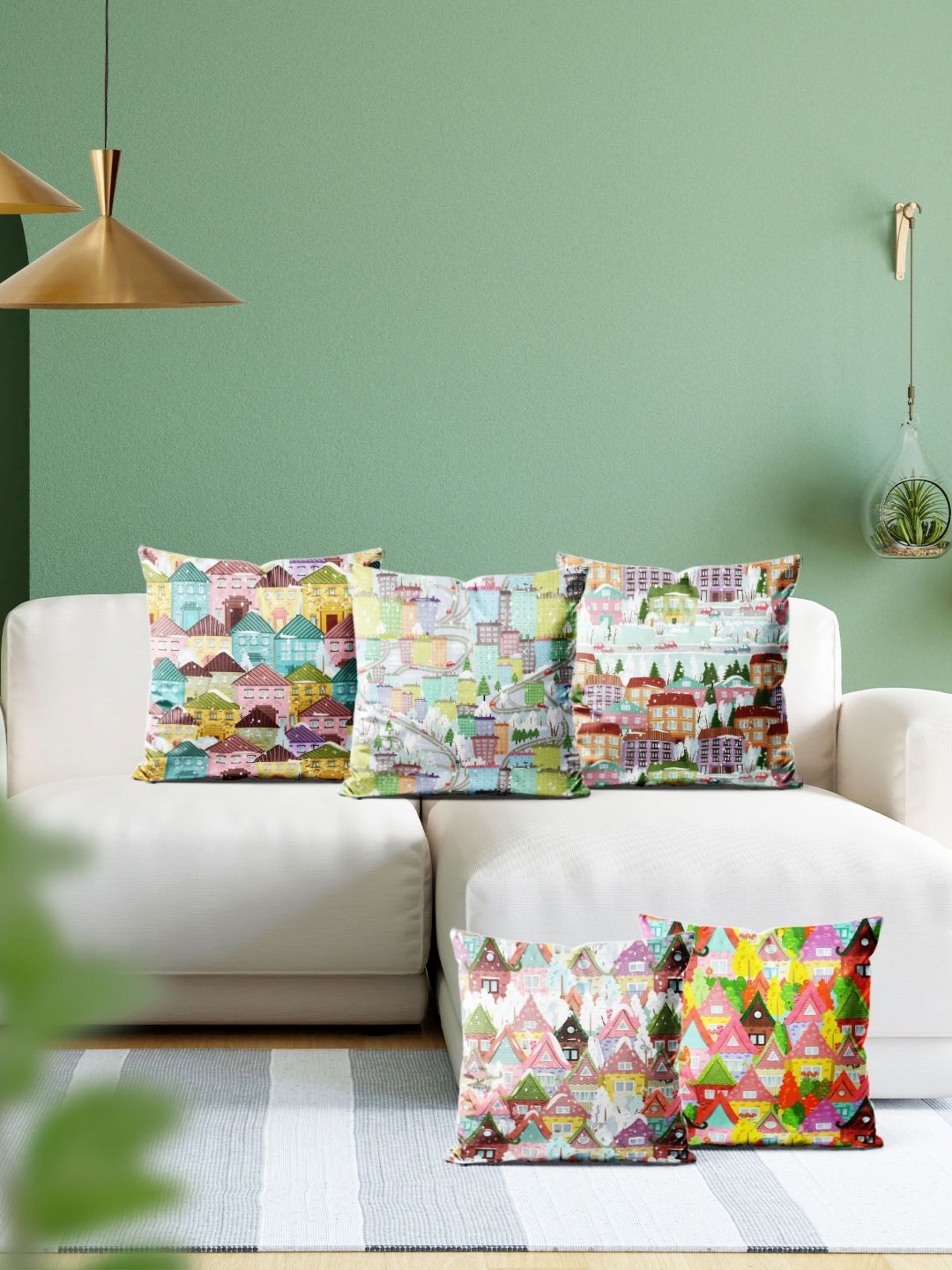 

ArtzFolio Multicoloured Set of 5 Velvet Square Cushion Covers, Multi