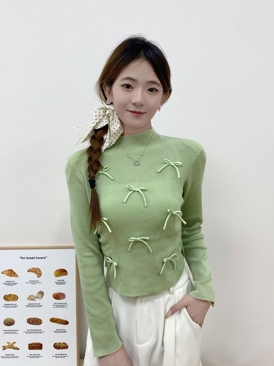 

KPOP Women High Neck Long Sleeves Top, Green