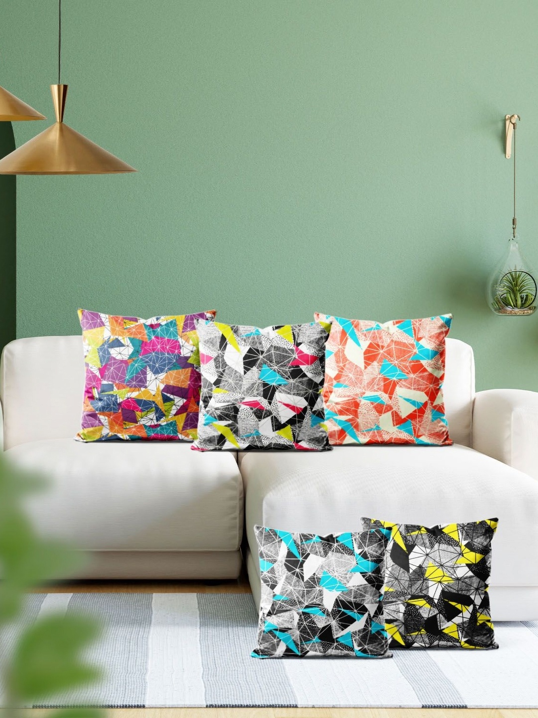 

ArtzFolio Multicoloured Set of 5 Velvet Square Cushion Covers, Multi