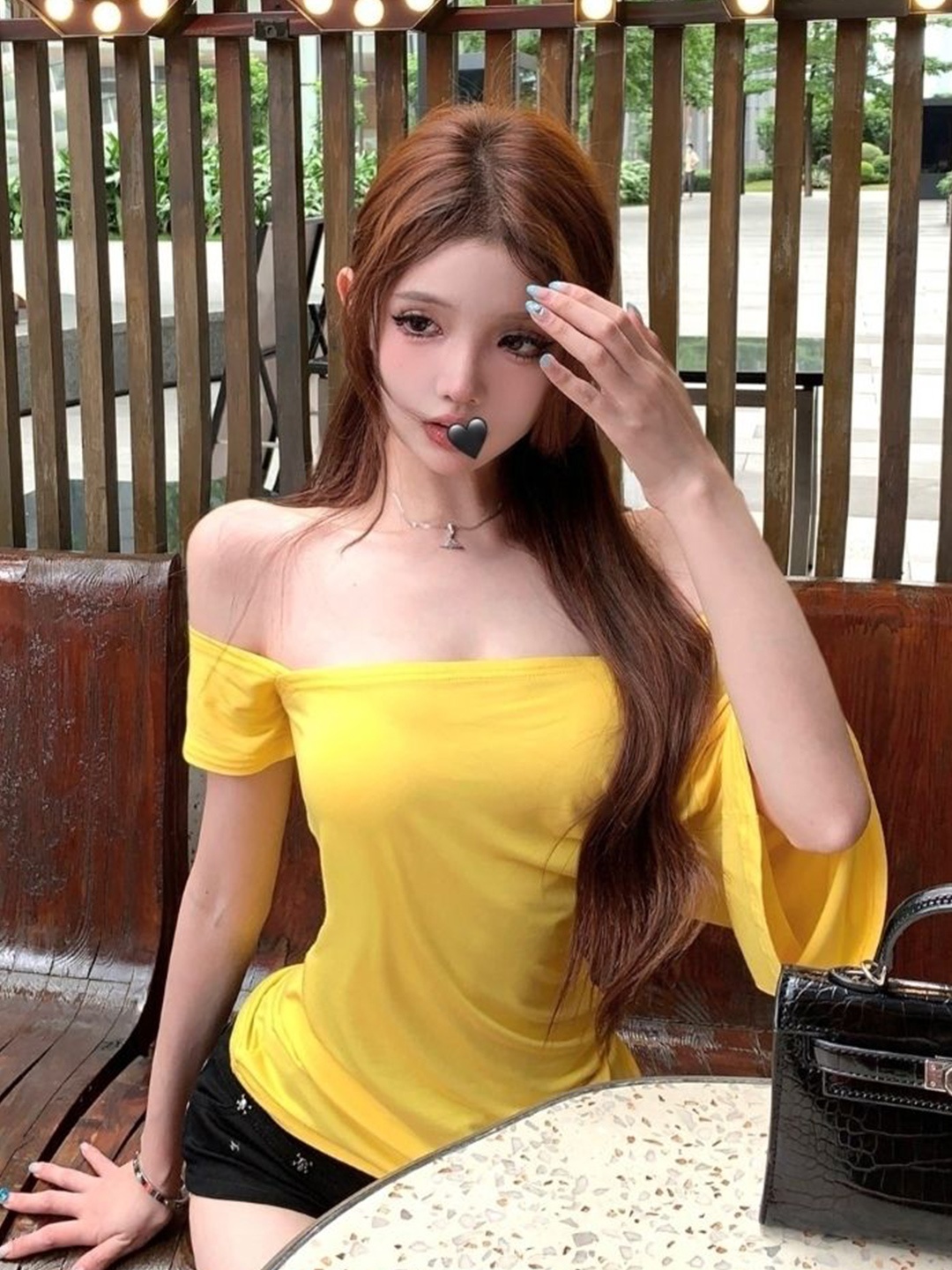 

HERE&NOW Women Off-Shoulder Cap Sleeves Top, Yellow