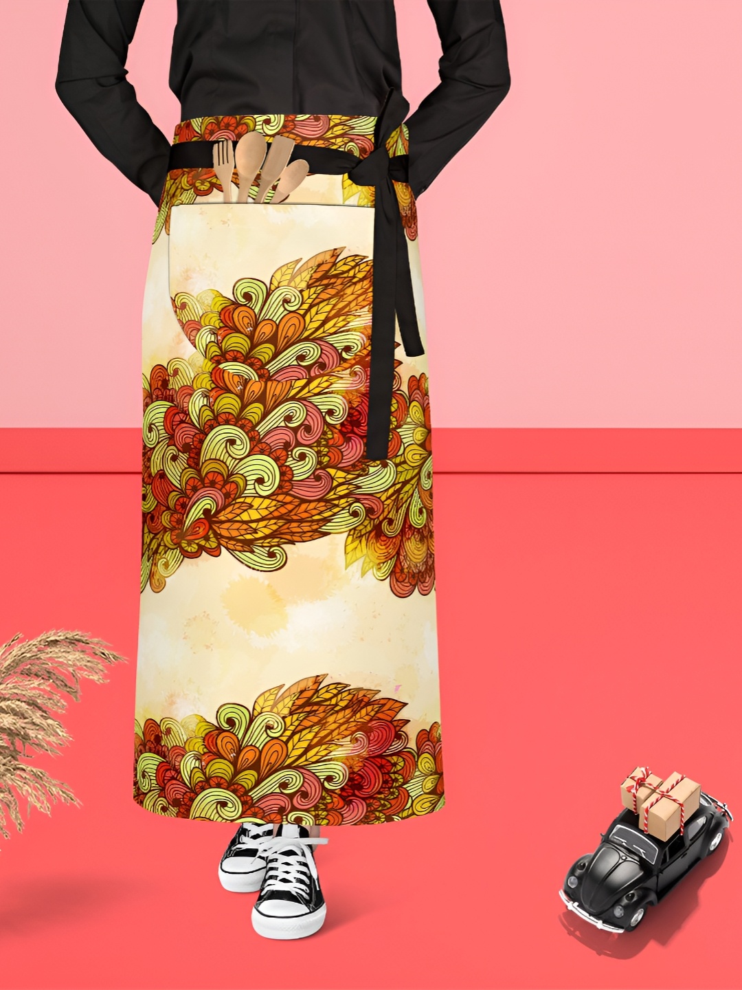 

ArtzFolio Yellow & Red Printed Cotton Waist Apron