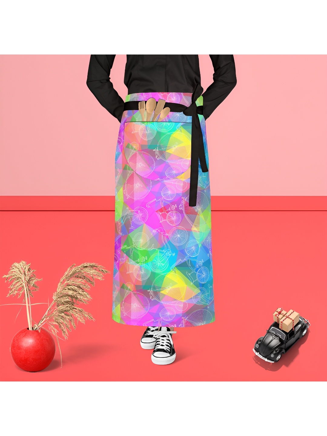 

ArtzFolio Pink & Yellow Printed Cotton Waist Apron