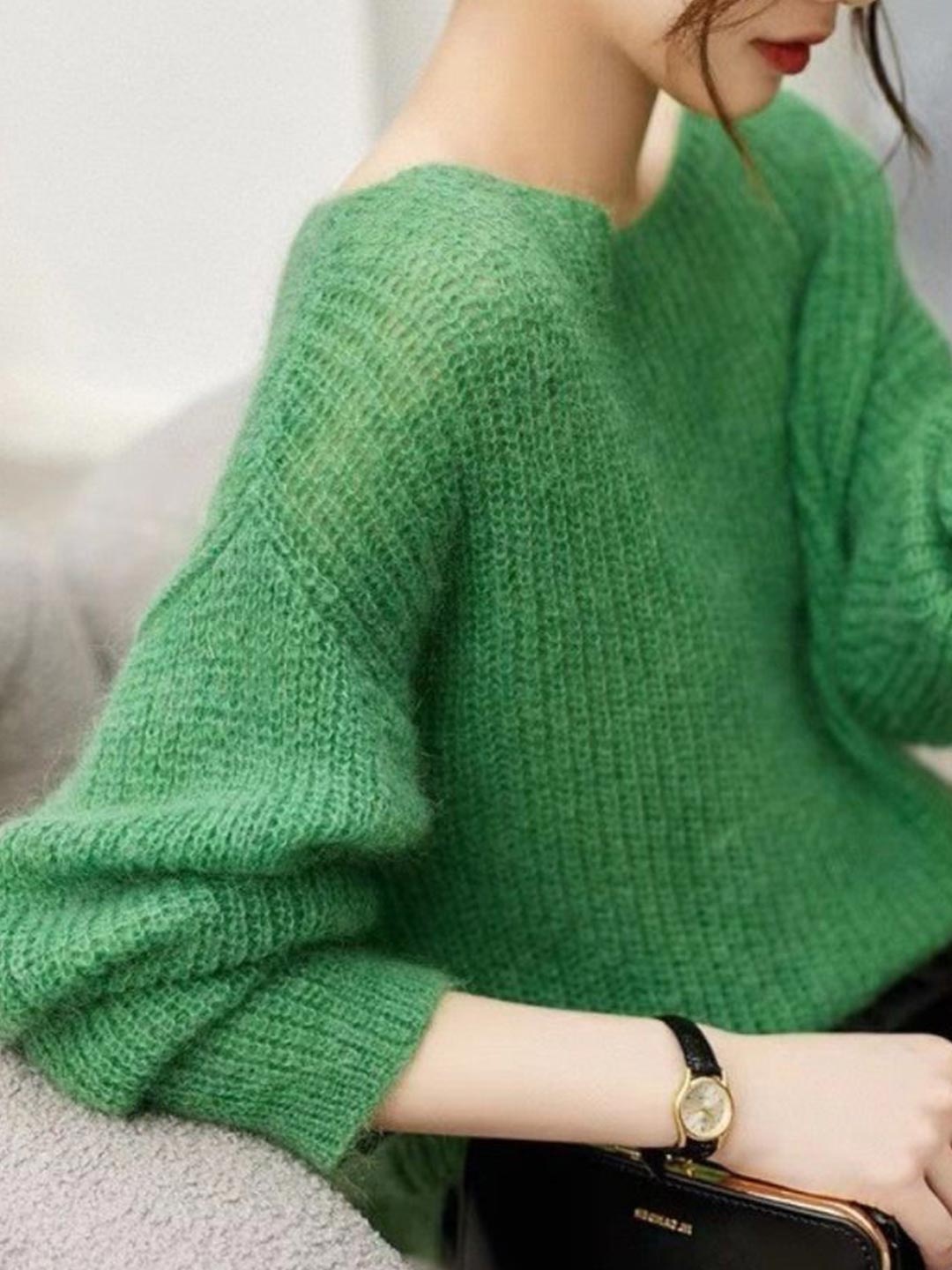 

StyleCast Women Long Sleeves Round Neck Pullover, Green