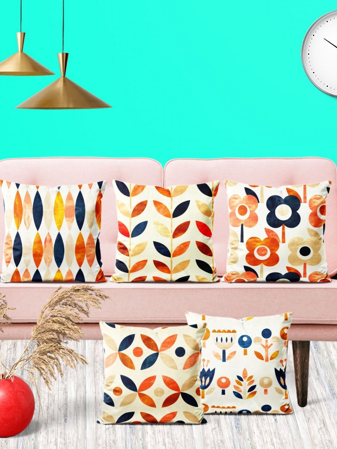 

ArtzFolio Multicoloured Set of 5 Square Cushion Covers, Multi