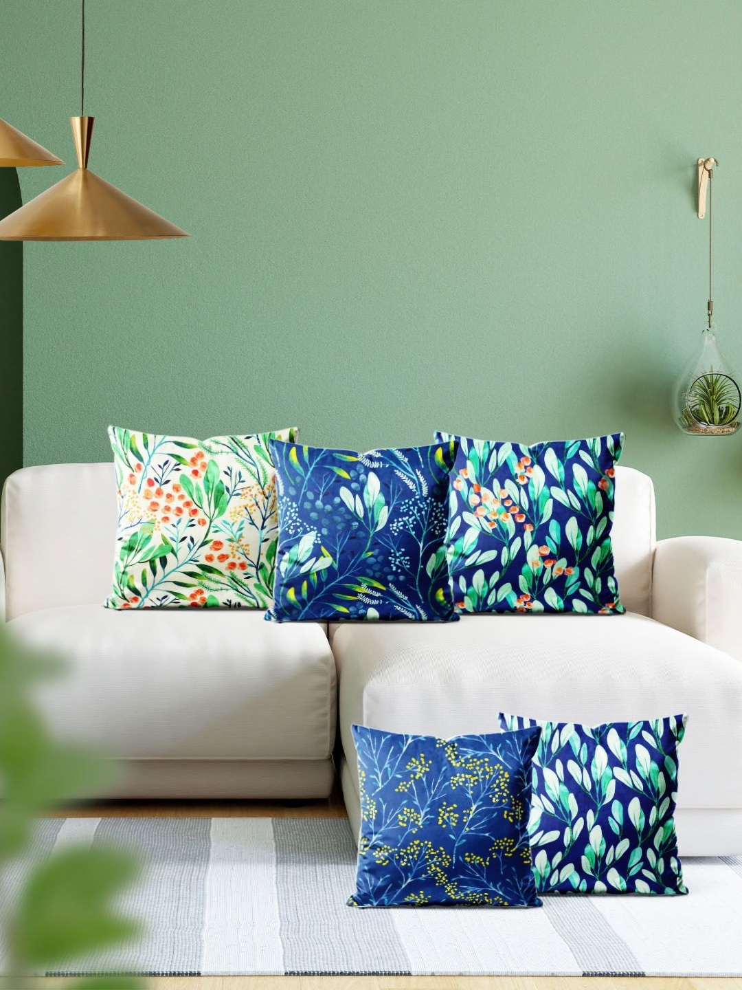 

ArtzFolio Multicoloured Set of 5 Velvet Square Cushion Covers, Multi