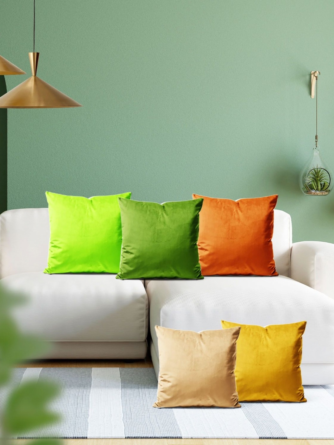 

ArtzFolio Multicoloured Set of 5 Velvet Square Cushion Covers, Multi
