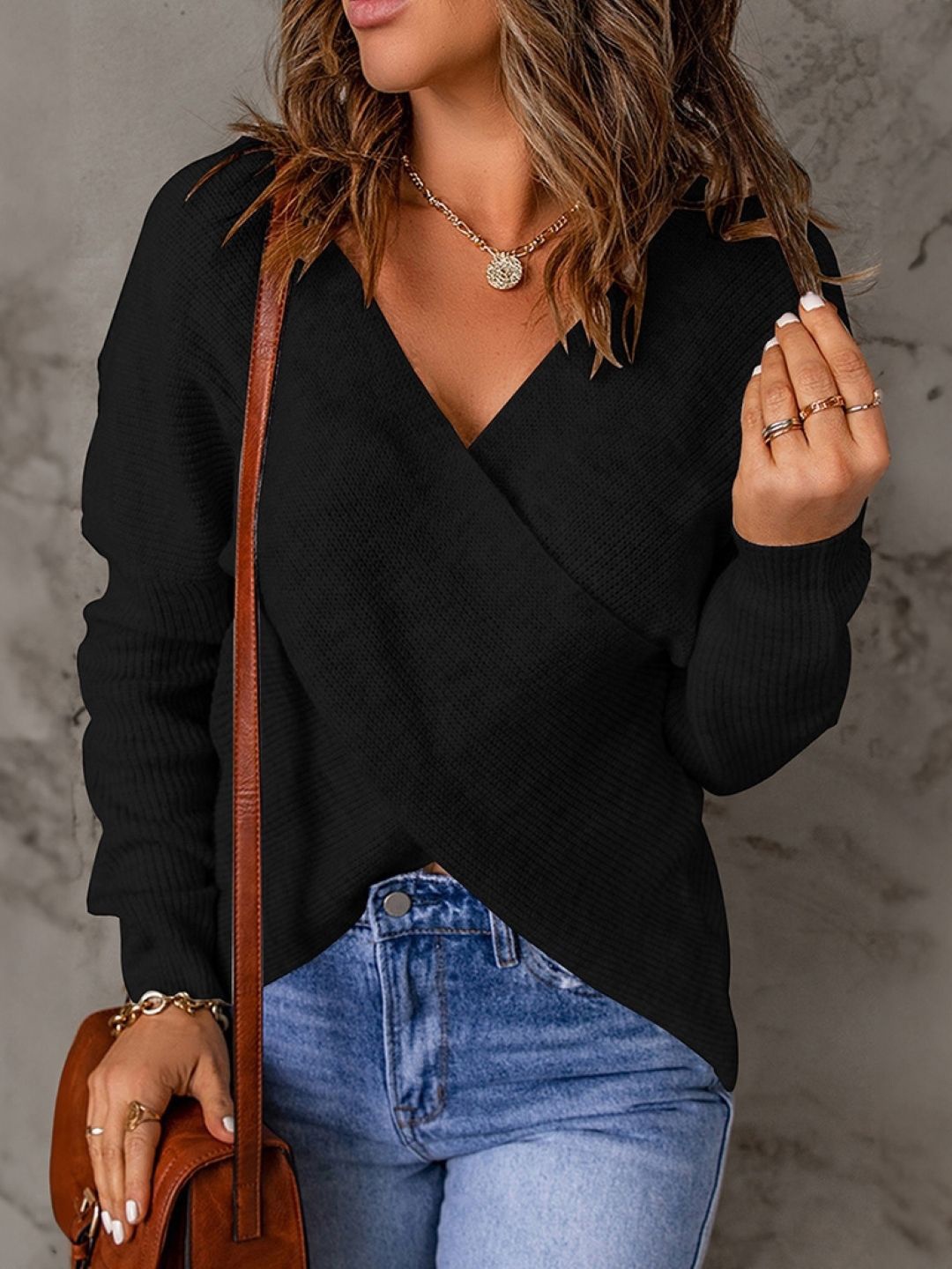 

StyleCast Women V-Neck Long Sleeves Top, Black