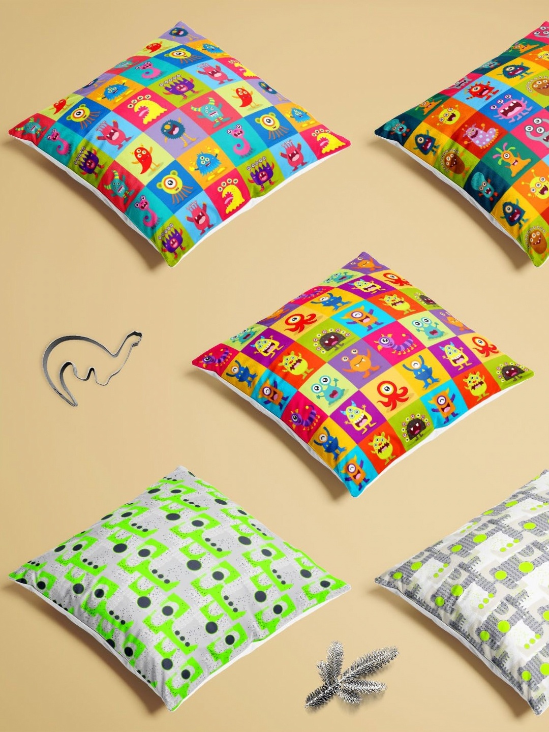 

ArtzFolio Multicoloured Set of 5 Velvet Square Cushion Covers, Multi