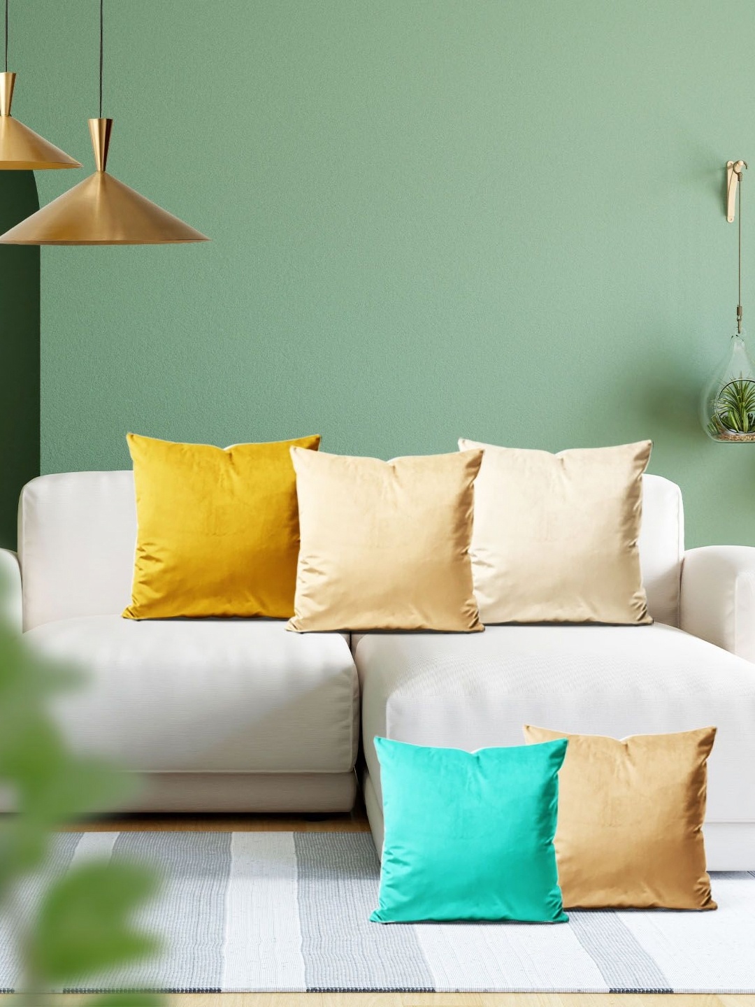 

ArtzFolio Multicoloured Set of 5 Velvet Square Cushion Covers, Multi