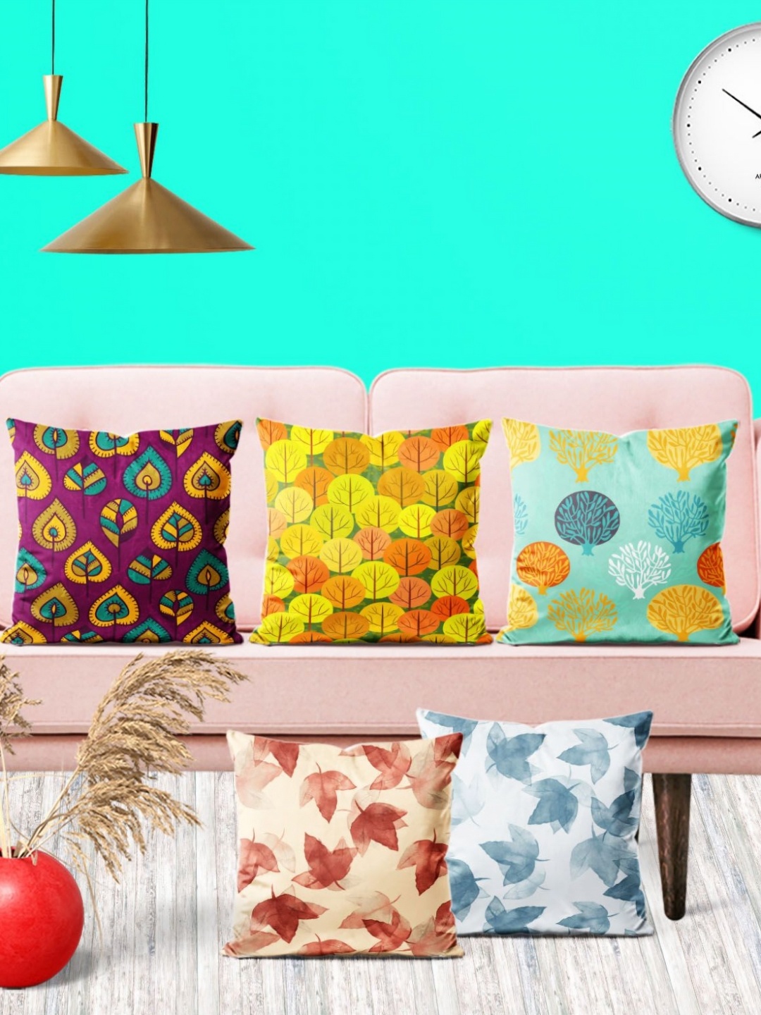 

ArtzFolio Multicoloured Set of 5 Square Cushion Covers, Multi