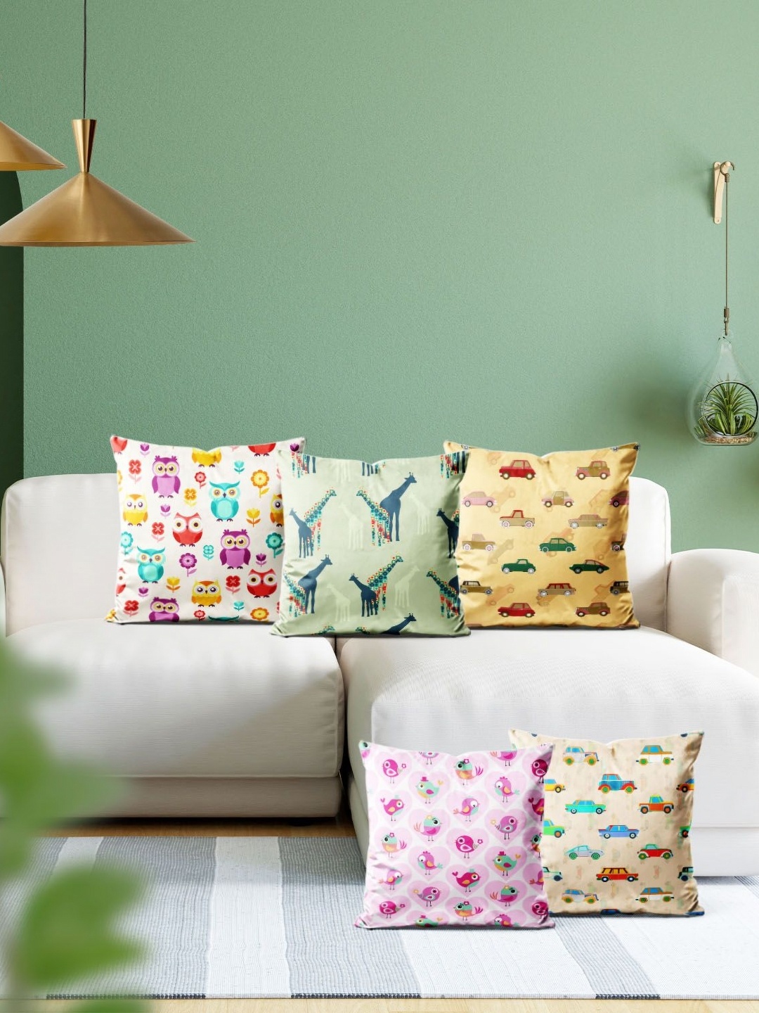 

ArtzFolio Multicoloured Set of 5 Velvet Square Cushion Covers, Multi