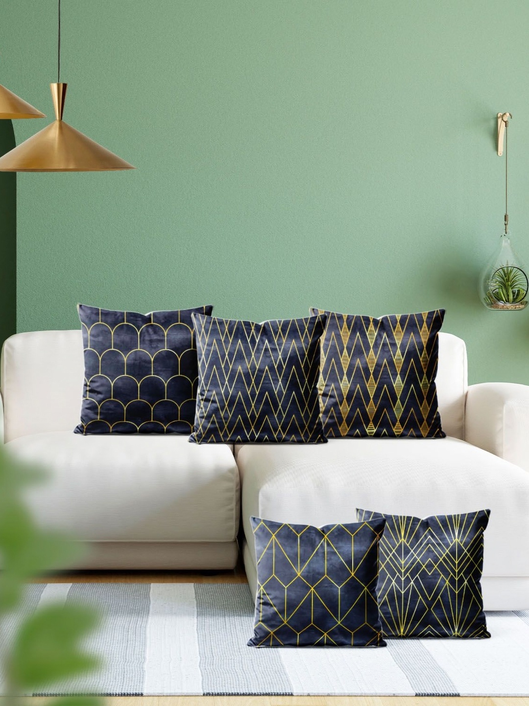 

ArtzFolio Multicoloured Set of 5 Velvet Square Cushion Covers, Multi