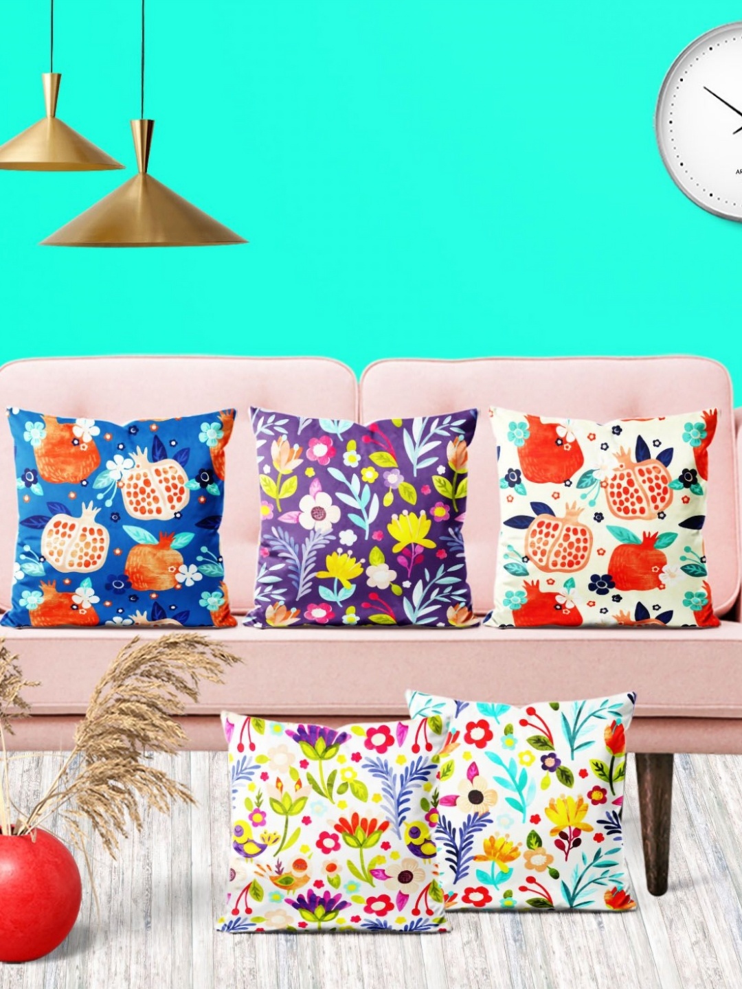 

ArtzFolio Multicoloured Set of 5 Square Cushion Covers, Multi