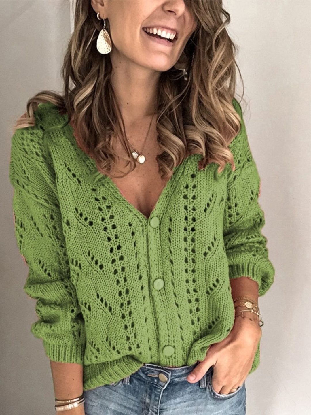 

StyleCast Women V-Neck Long Sleeves Top, Green