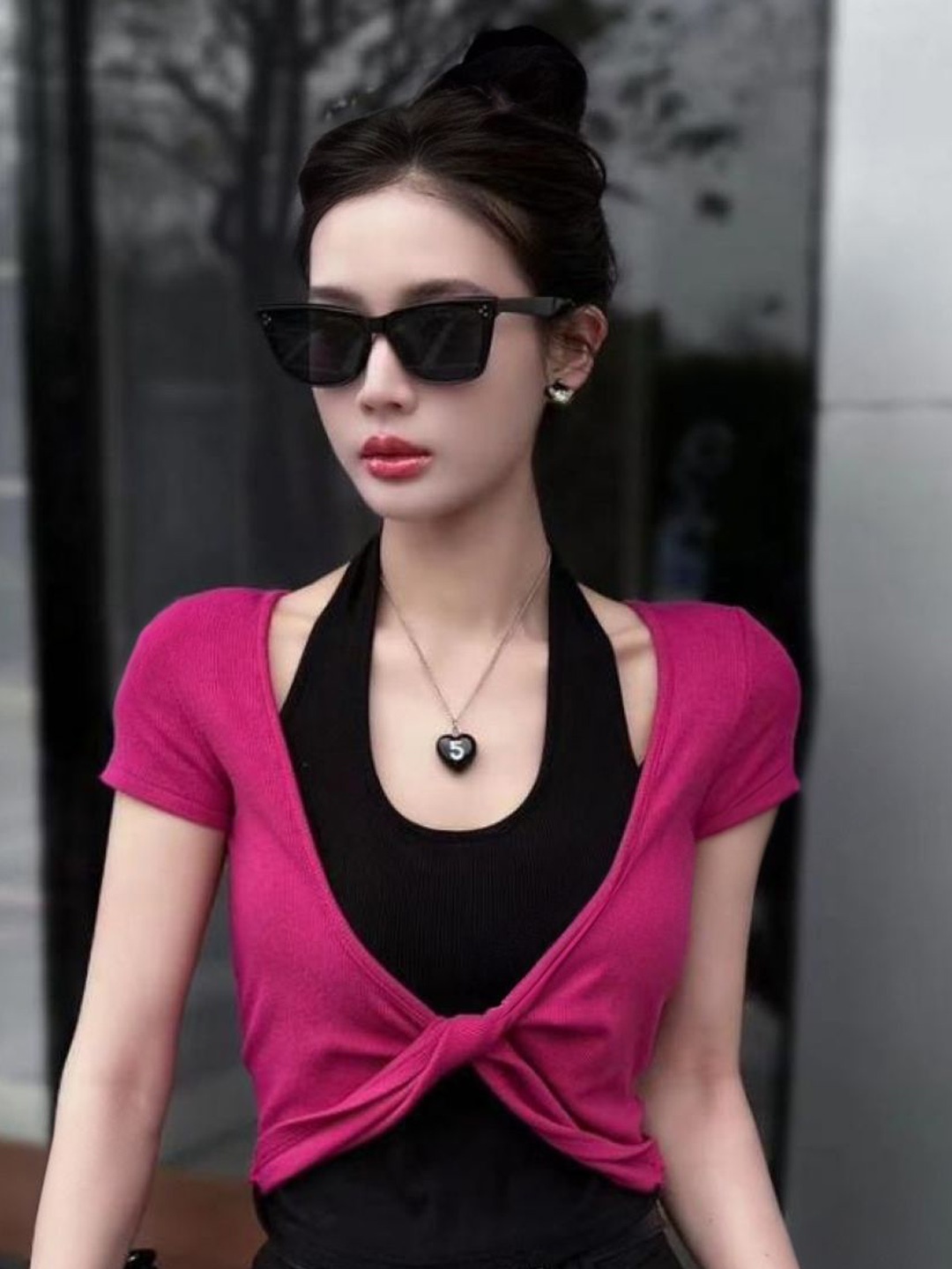 

HERE&NOW Women Scoop Neck Short Sleeves Top, Pink