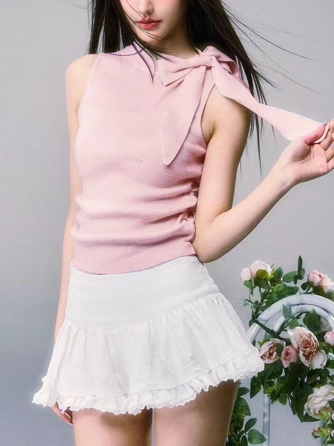 

KPOP Women Round Neck Sleeveless Top, Pink