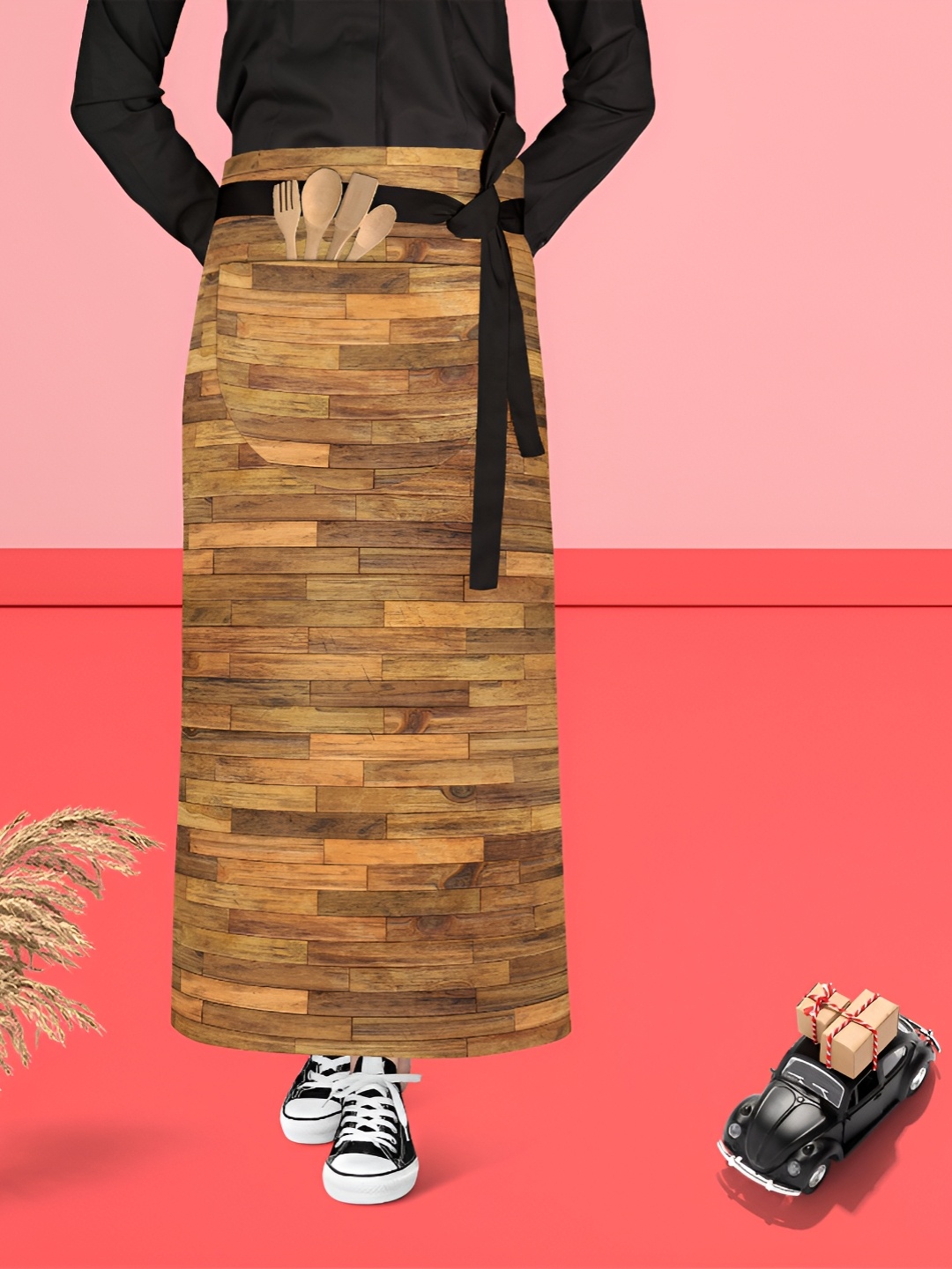 

ArtzFolio Brown & Black Printed Cotton Waist Apron