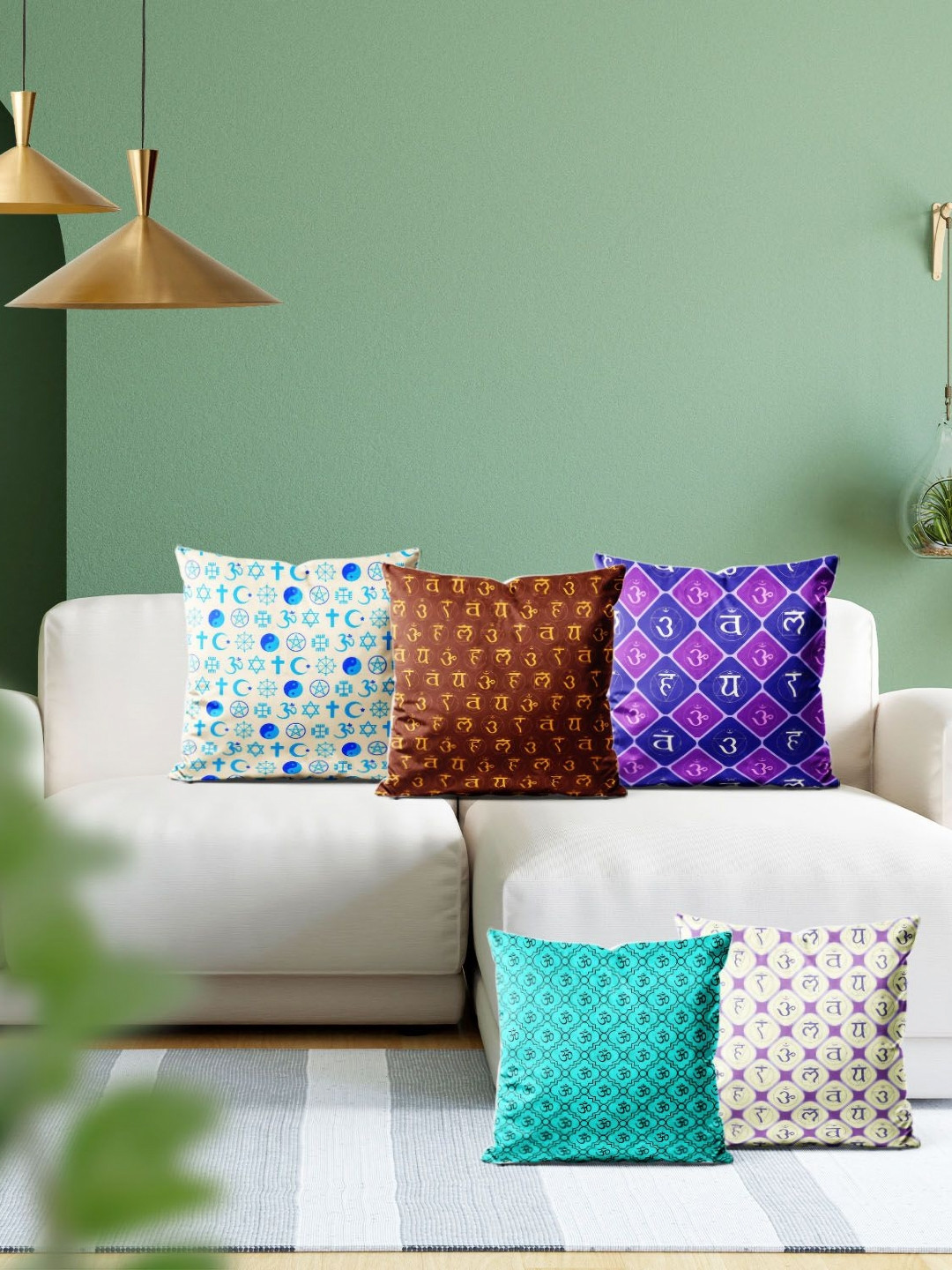 

ArtzFolio Multicoloured Set of 5 Velvet Square Cushion Covers, Multi