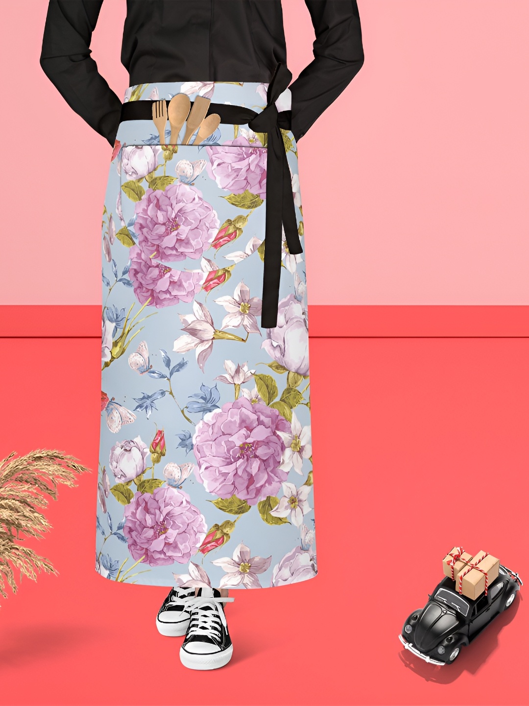 

ArtzFolio Blue & Pink Printed Cotton Waist Apron