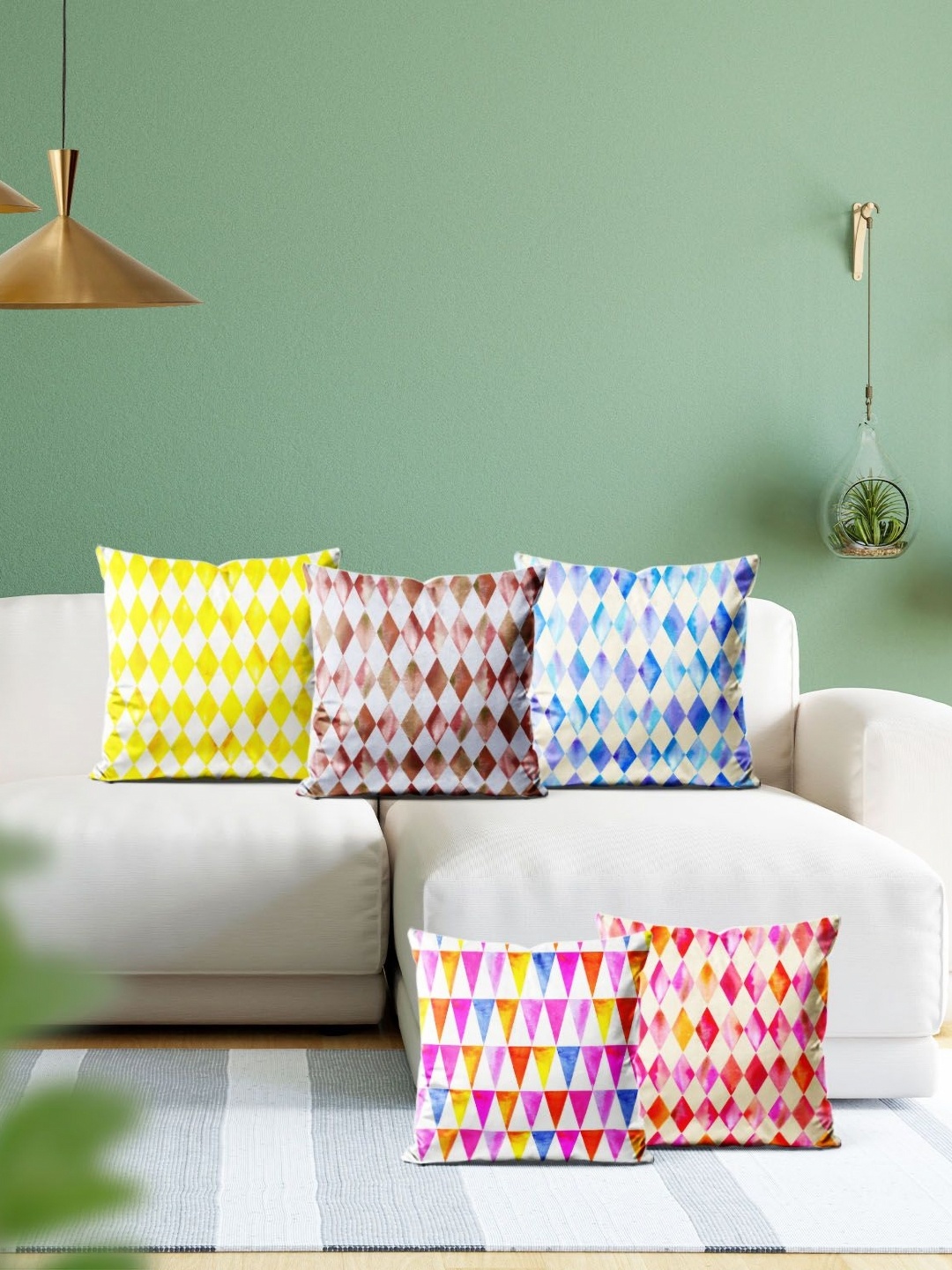 

ArtzFolio Multicoloured Set of 5 Velvet Square Cushion Covers, Multi