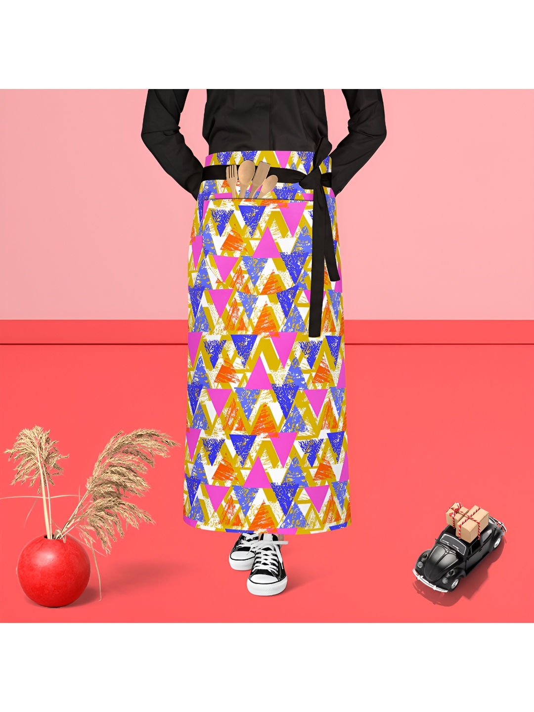 

ArtzFolio Pink & Blue Printed Cotton Waist Apron