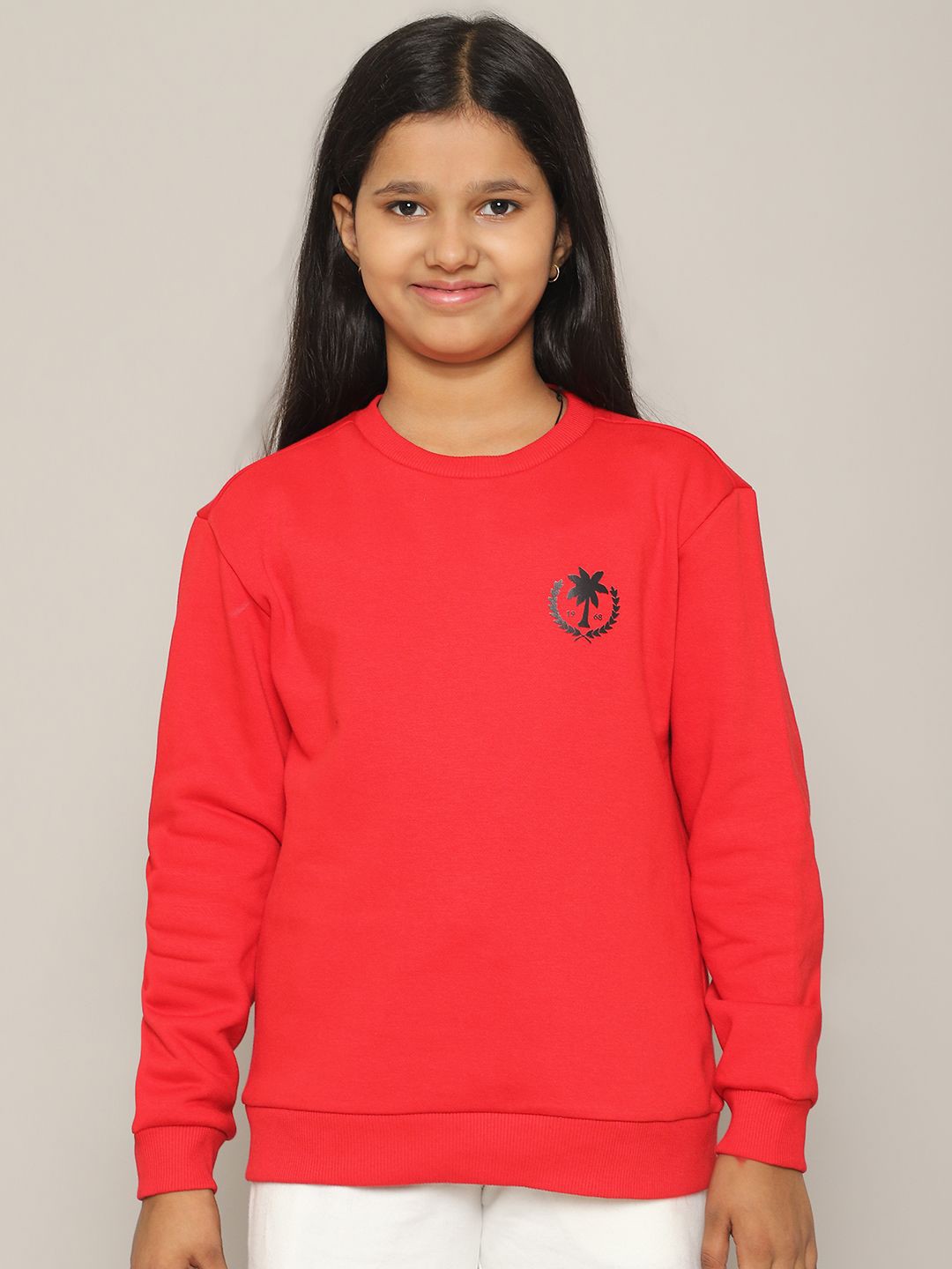 

Rute Girls Cotton Round Neck Full Sleeves Sweatshirt, Red