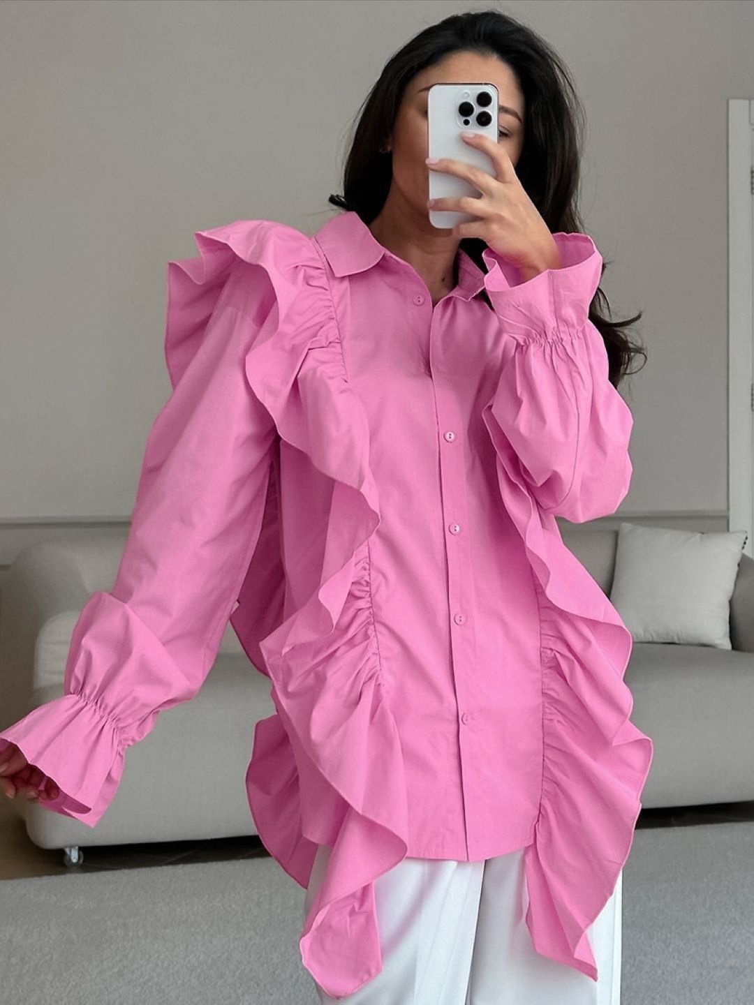 

StyleCast Women Bell Sleeve Longline Top, Pink