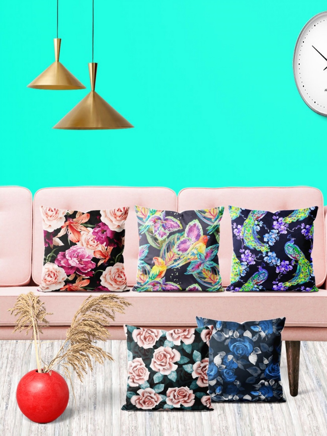 

ArtzFolio Multicoloured Set of 5 Square Cushion Covers, Multi