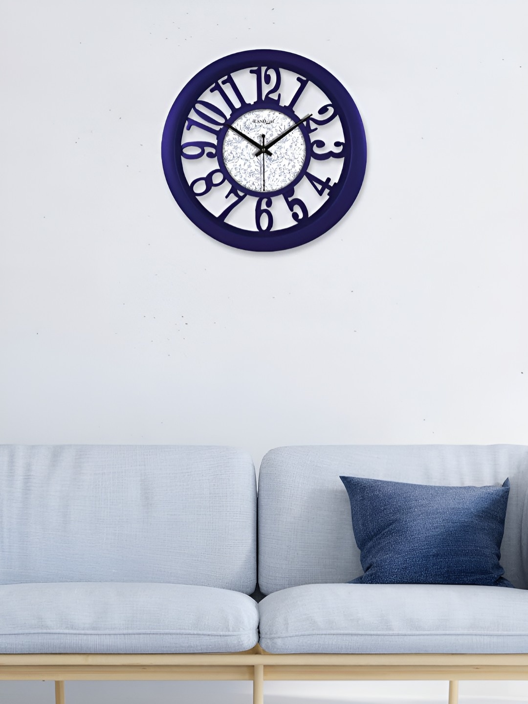 

RANDOM Printed Round Shaped Sweep Silent Movement Contemporary Wall Clock, Navy blue