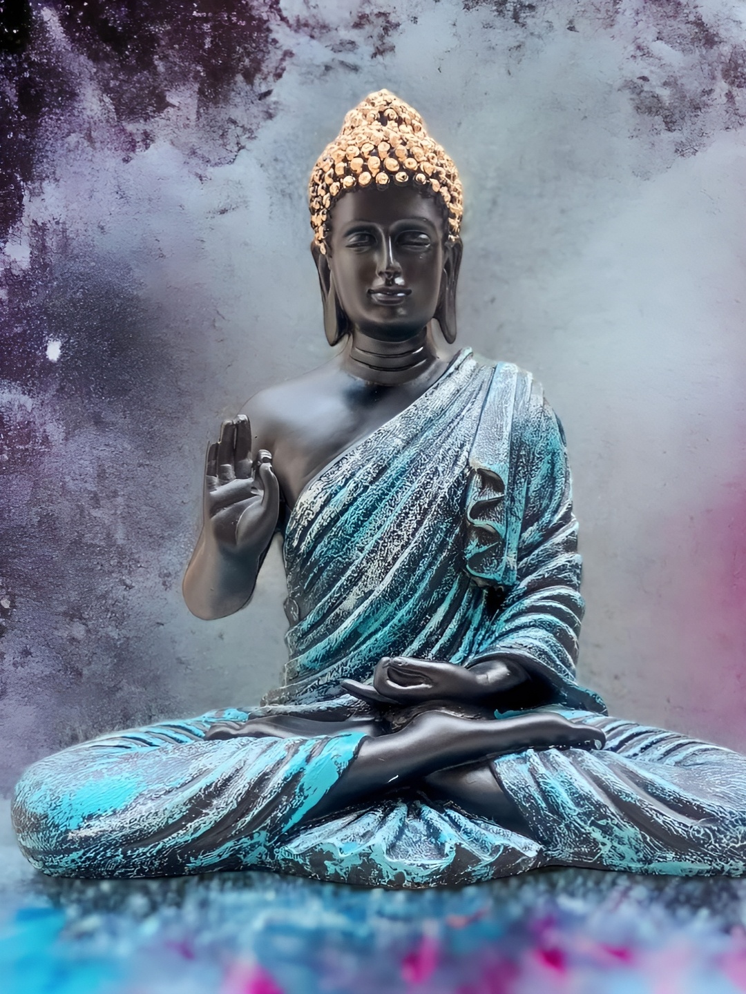 

NAYRA HANDICRAFTS Turquoise Blue & Black Buddha Idol Showpiece